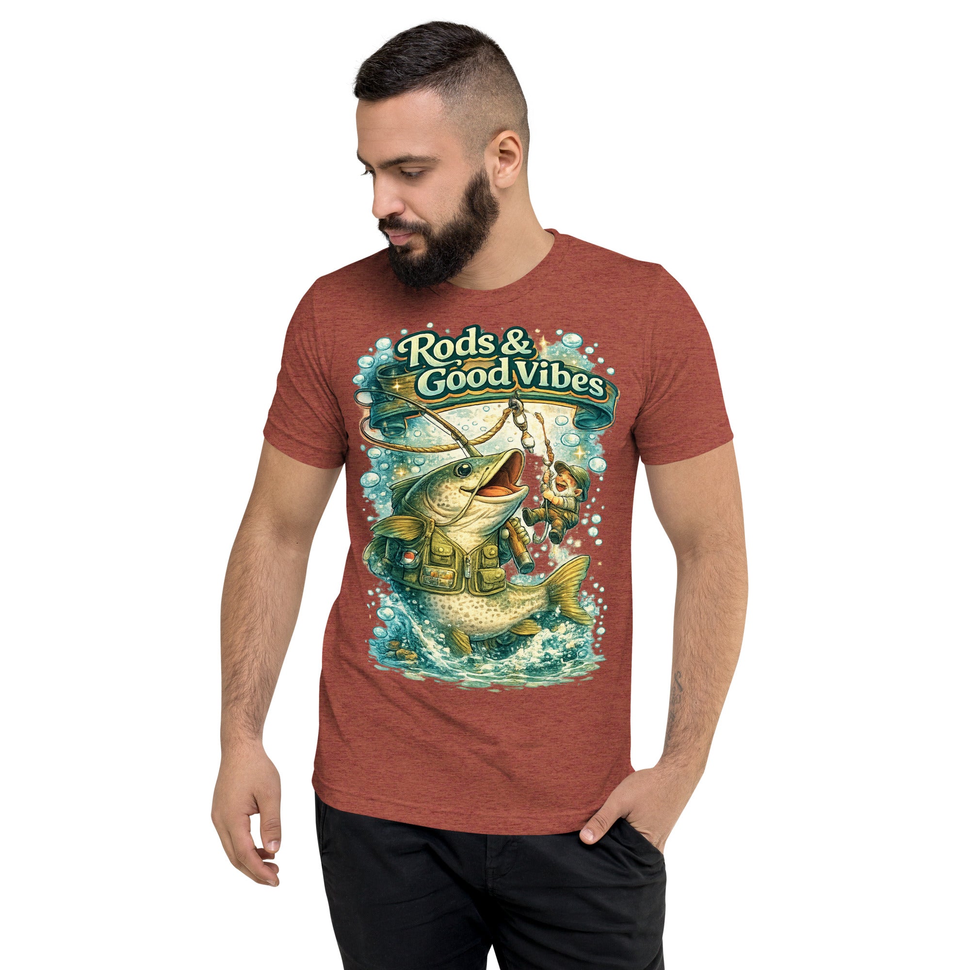 Rods & Good Vibes Fishing T-Shirt | Funny Fishing Lovers Gift by printfluence.net