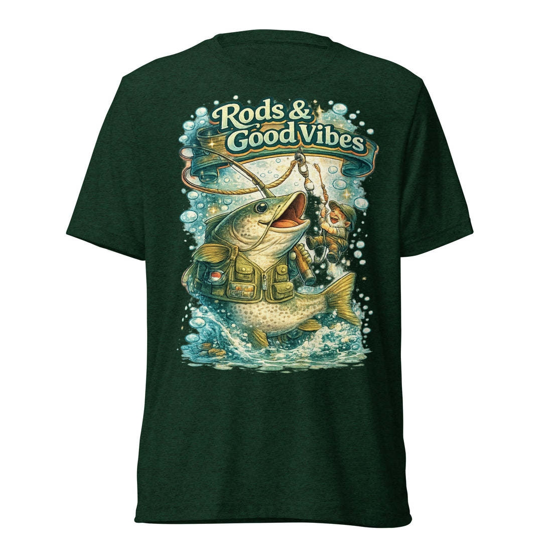 Rods & Good Vibes Fishing T-Shirt | Funny Fishing Lovers Gift by printfluence.net