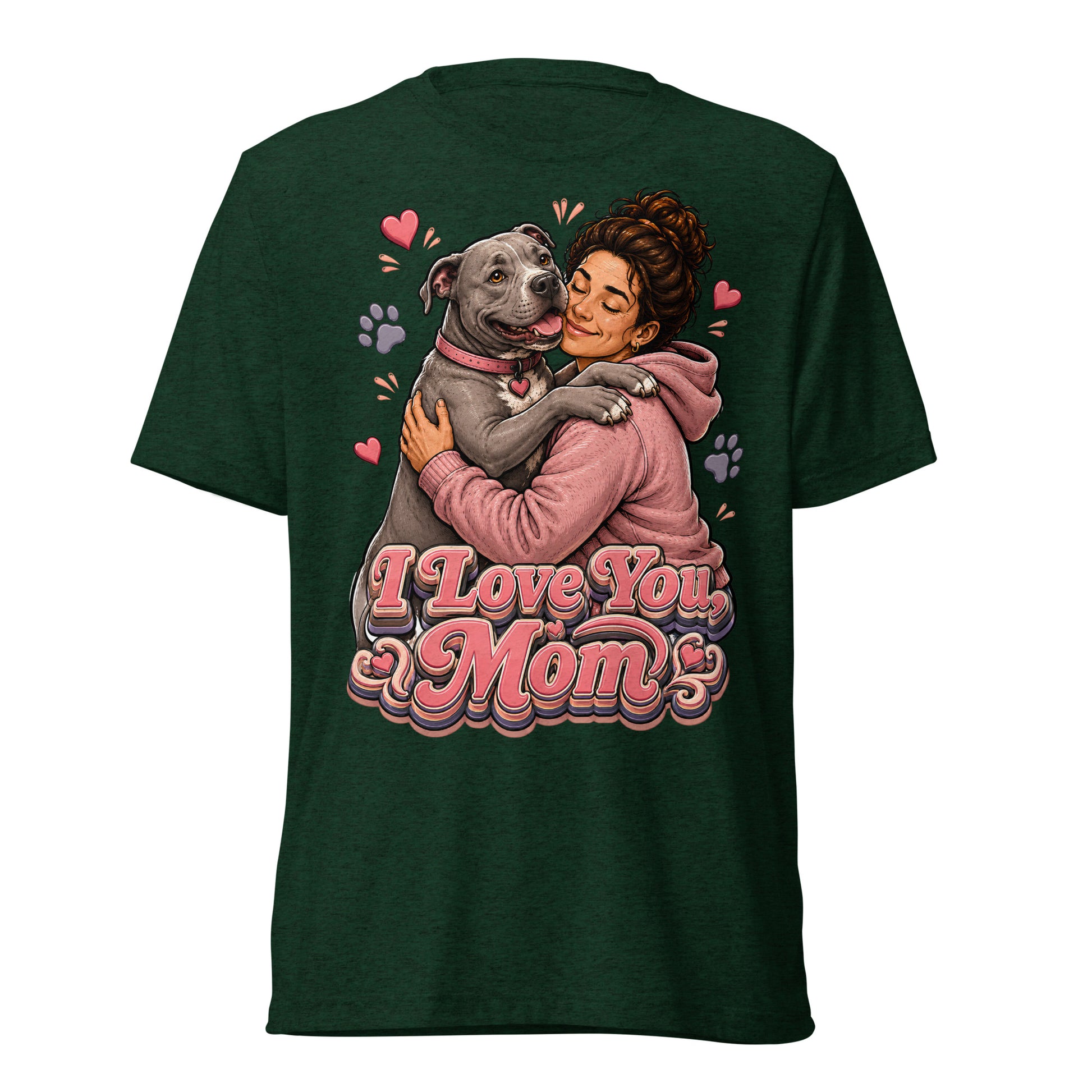Pit Bull Mom T-Shirt - I Love You Mom Dog Lover Gift by printfluence.net