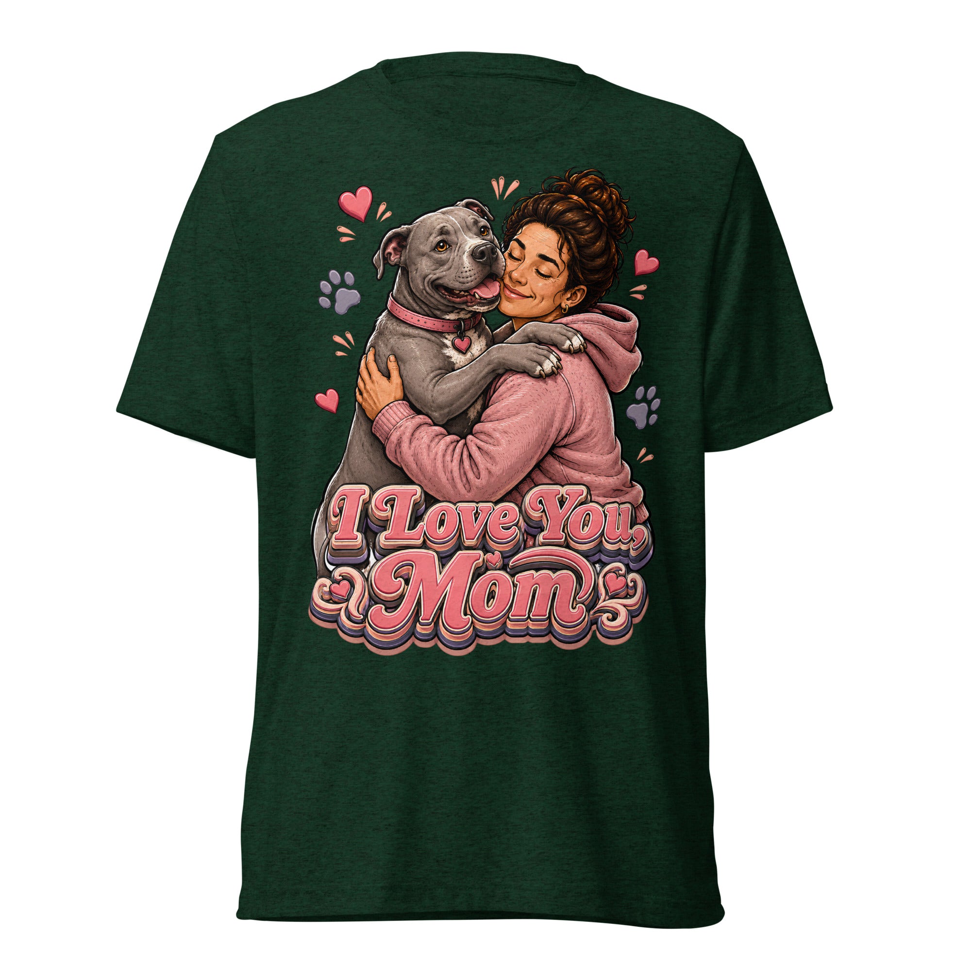 Pit Bull Mom T-Shirt - I Love You Mom Dog Lover Gift by printfluence.net