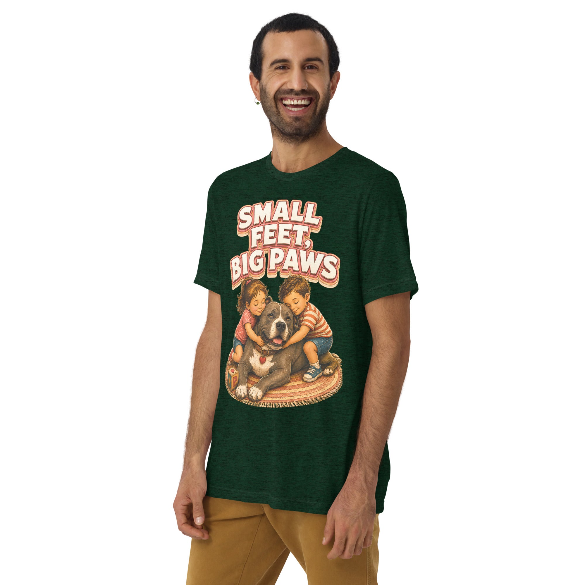 Pitbull Lovers Short Sleeve Tee - Small Feet Big Paws by printfluence.net