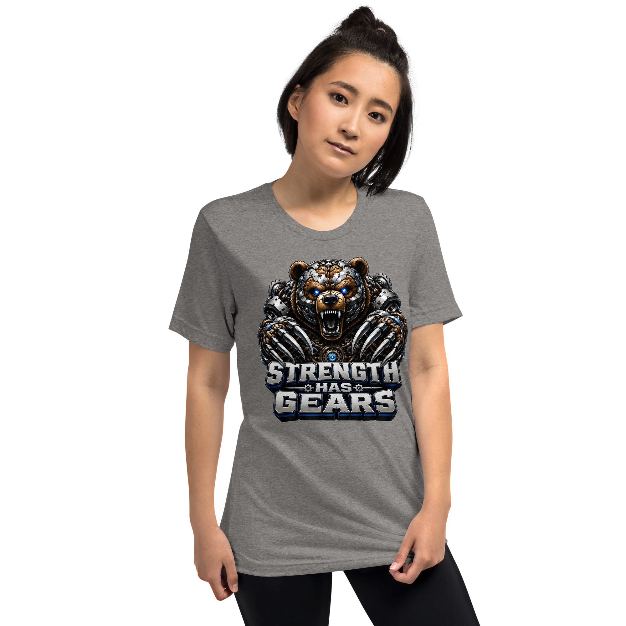 Short sleeve t-shirt - Strength Has Gears - Cybernetic Mecha Bear by printfluence.net