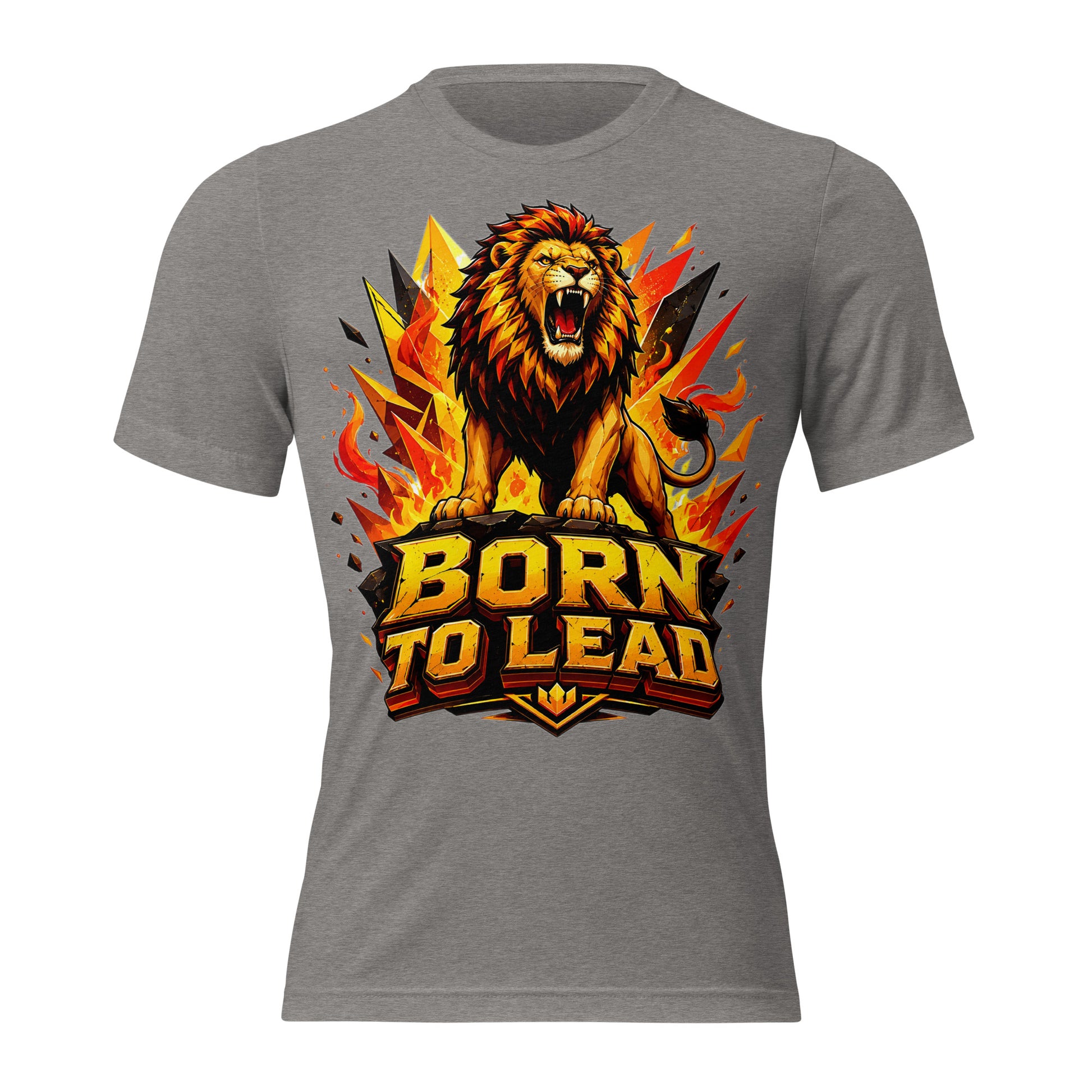 Short sleeve t-shirt - Born To Lead - Raging Crystal Fire Lion by printfluence.net
