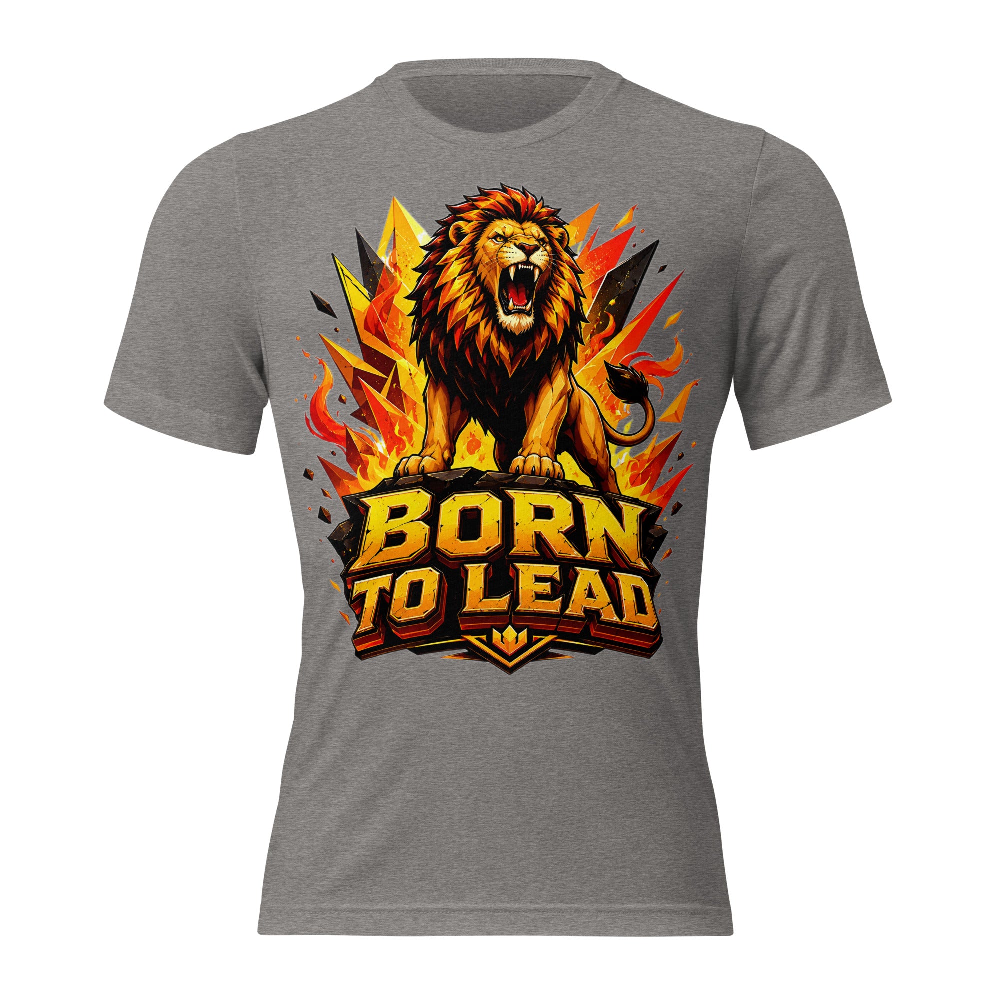 Short sleeve t-shirt - Born To Lead - Raging Crystal Fire Lion by printfluence.net