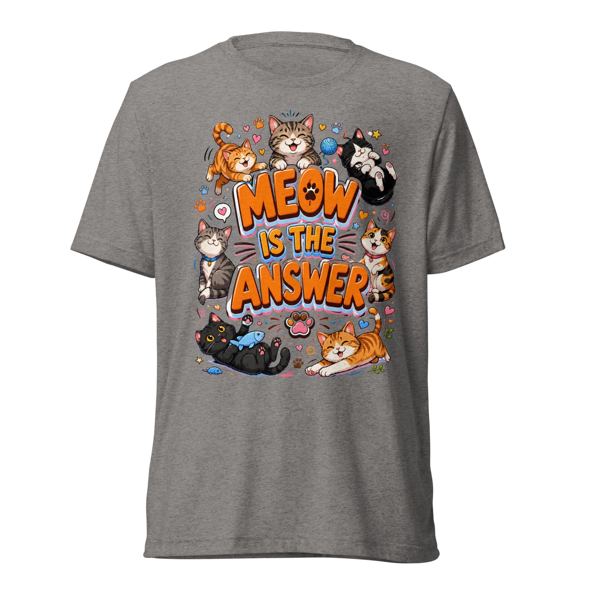 Short sleeve t-shirt - Elite Meow Is The Answer Cat - Premium Luxury Retro Feline Design by printfluence.net