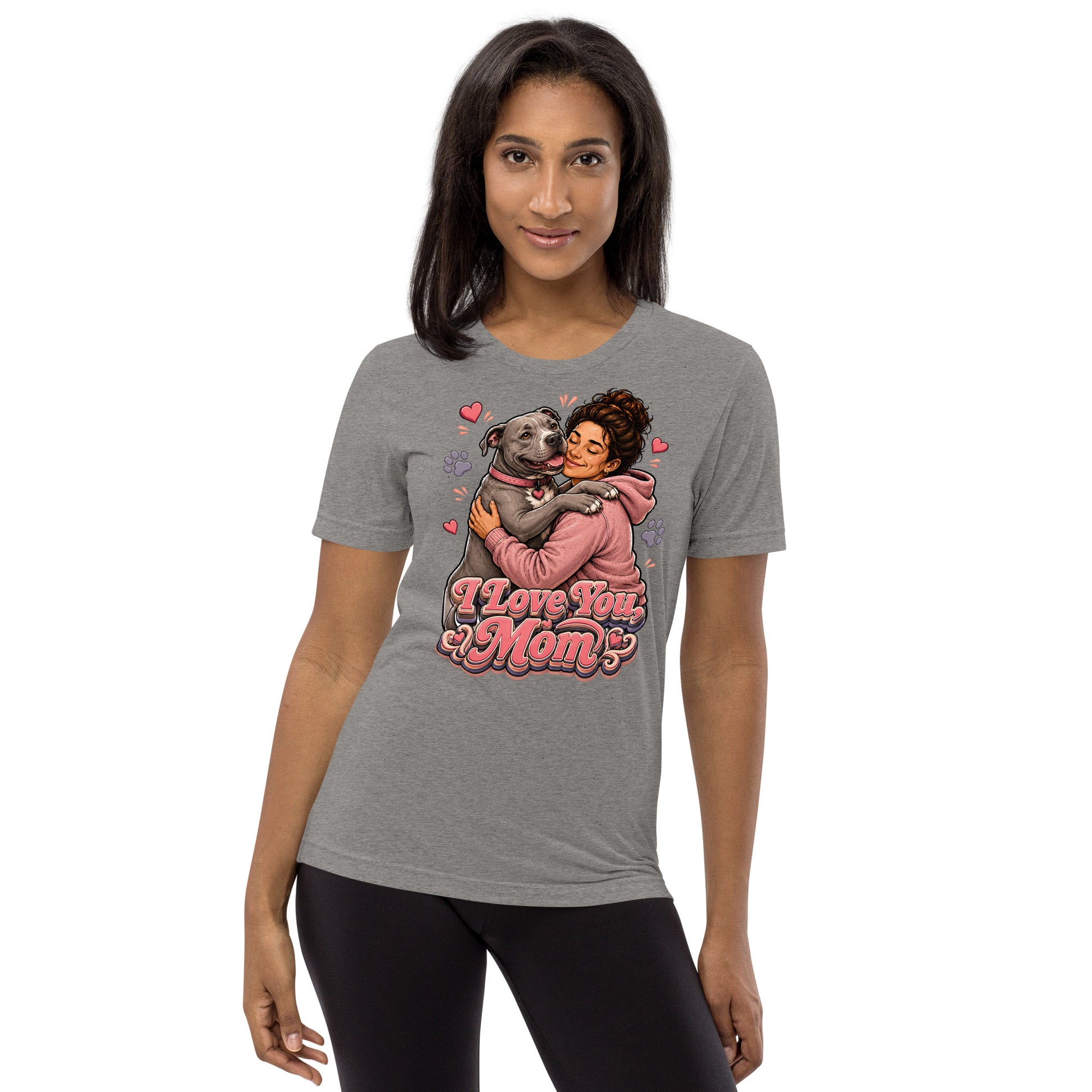 Pit Bull Mom T-Shirt - I Love You Mom Dog Lover Gift by printfluence.net