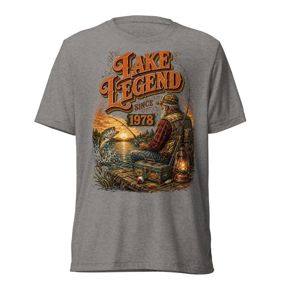 Fishing Lovers | Unisex Tri-Blend T-Shirt — LAKE LEGEND SINCE 1978 by printfluence