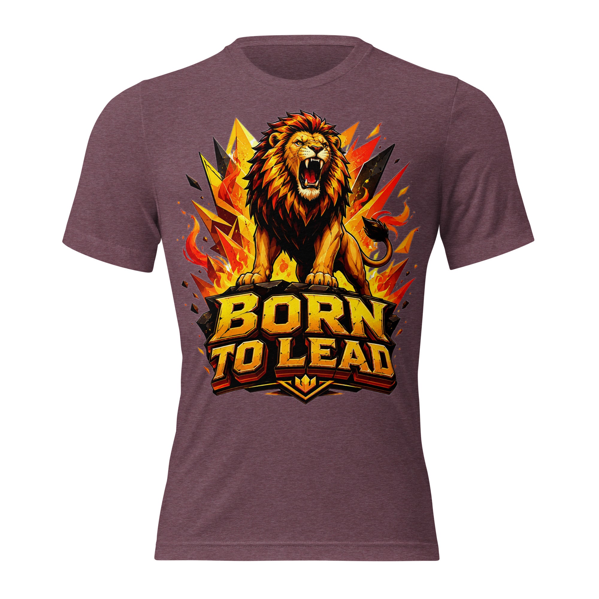 Short sleeve t-shirt - Born To Lead - Raging Crystal Fire Lion by printfluence.net