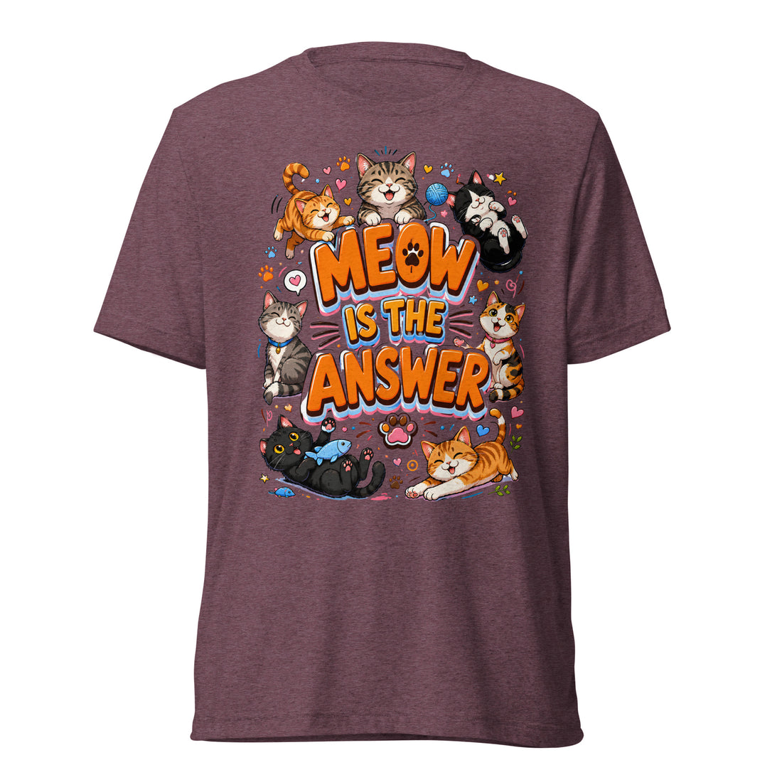 Short sleeve t-shirt - Elite Meow Is The Answer Cat - Premium Luxury Retro Feline Design by printfluence.net
