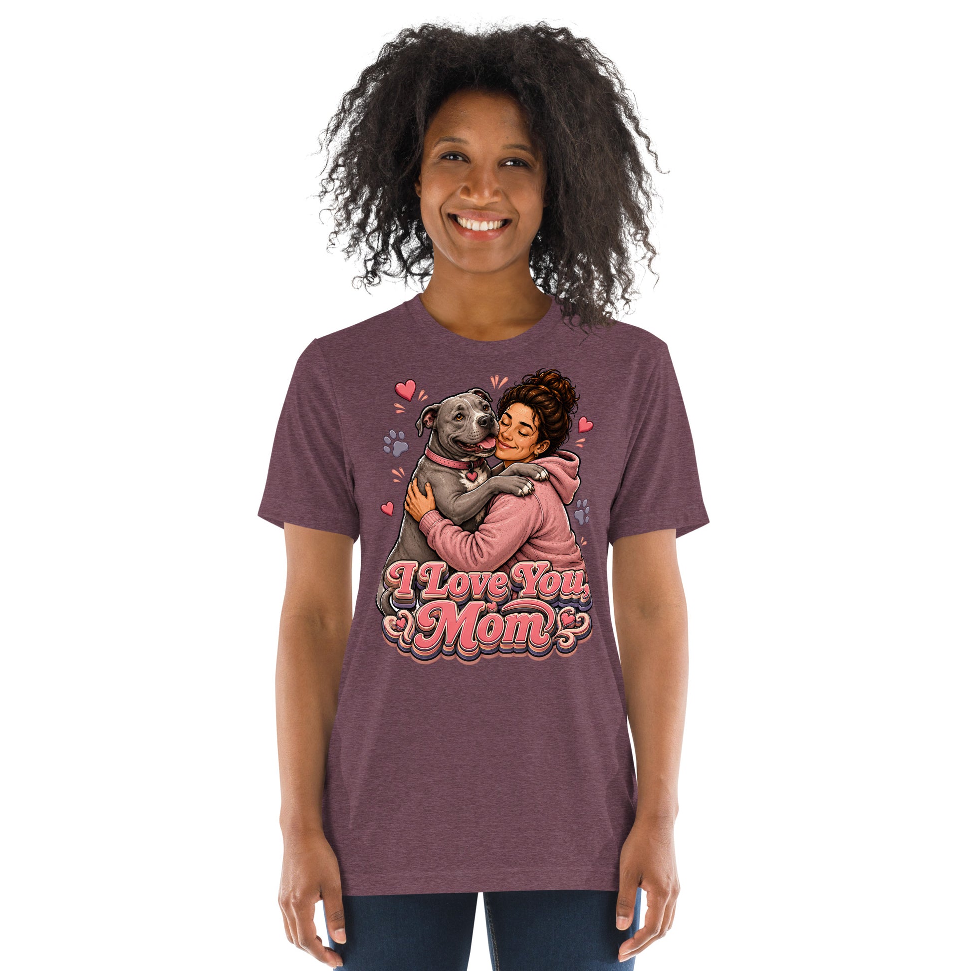 Pit Bull Mom T-Shirt - I Love You Mom Dog Lover Gift by printfluence.net