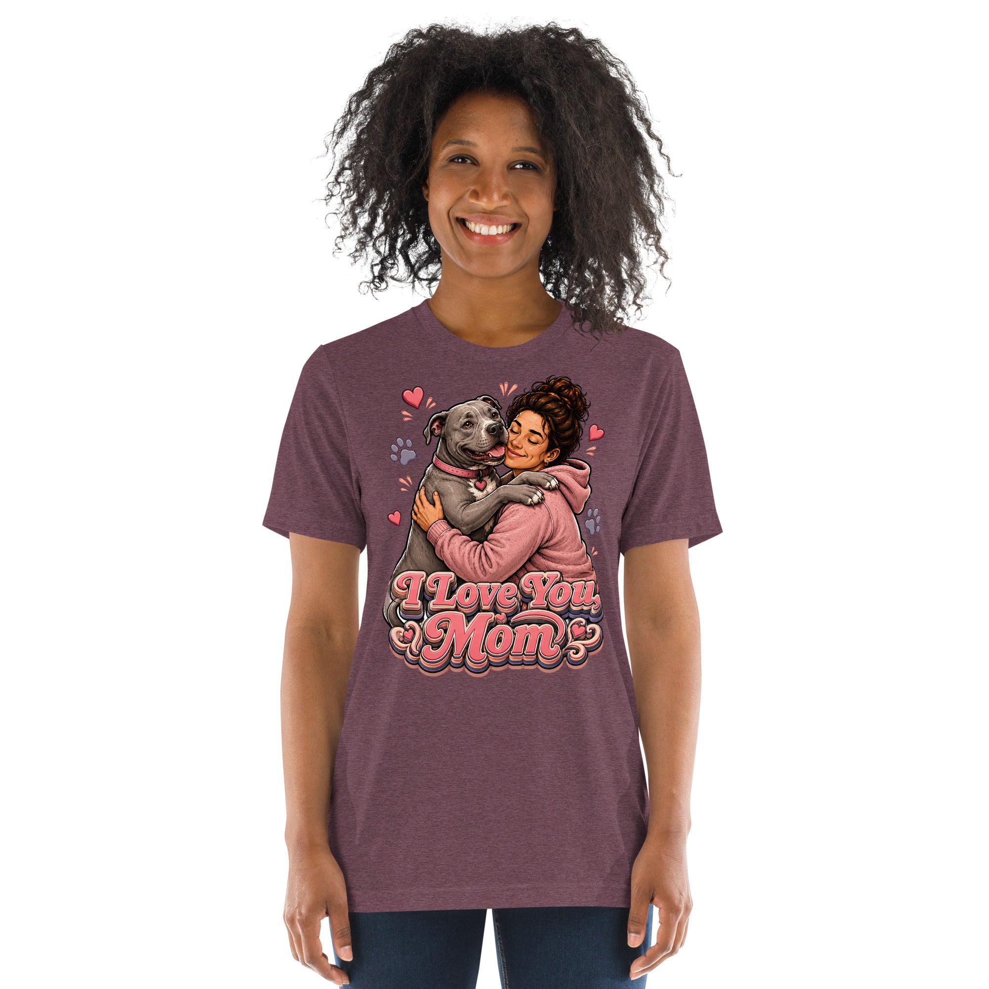 Pit Bull Mom T-Shirt - I Love You Mom Dog Lover Gift by printfluence.net