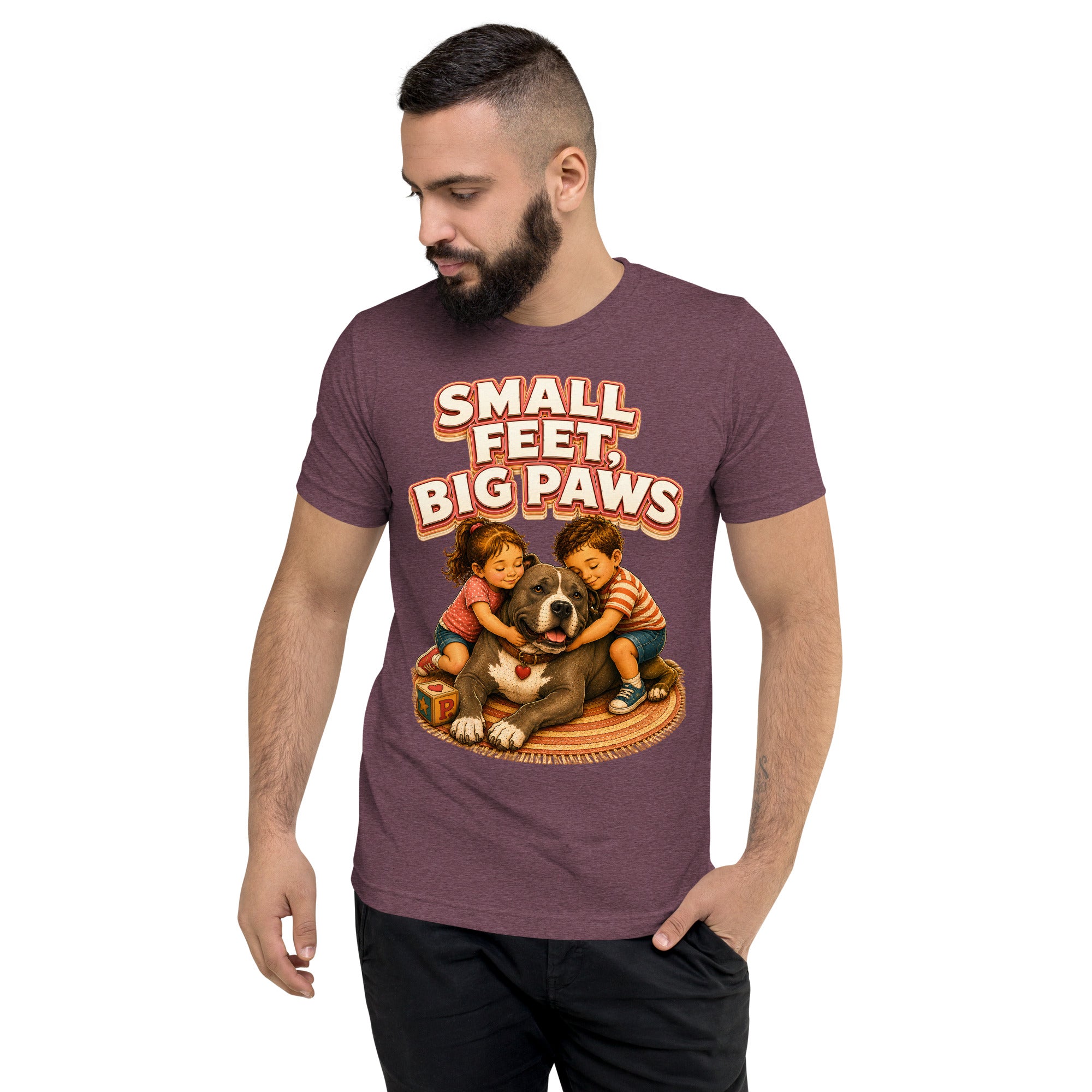 Pitbull Lovers Short Sleeve Tee - Small Feet Big Paws by printfluence.net