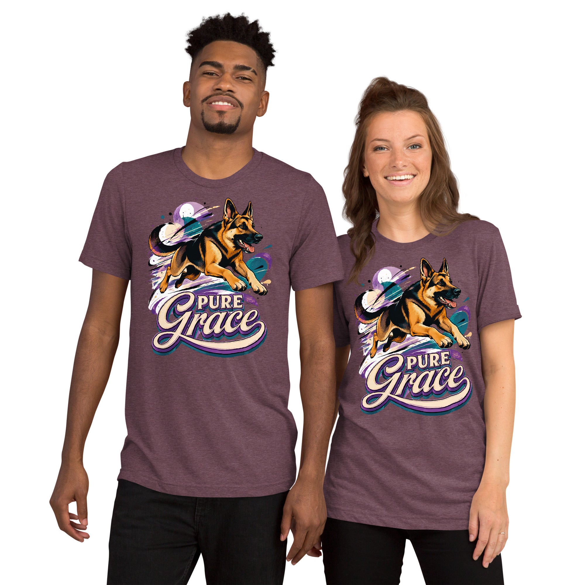 Pure Grace Graphic Tri-Blend T-Shirt | Vintage German Shepherd Unisex Tee T-6 by printfluence.net