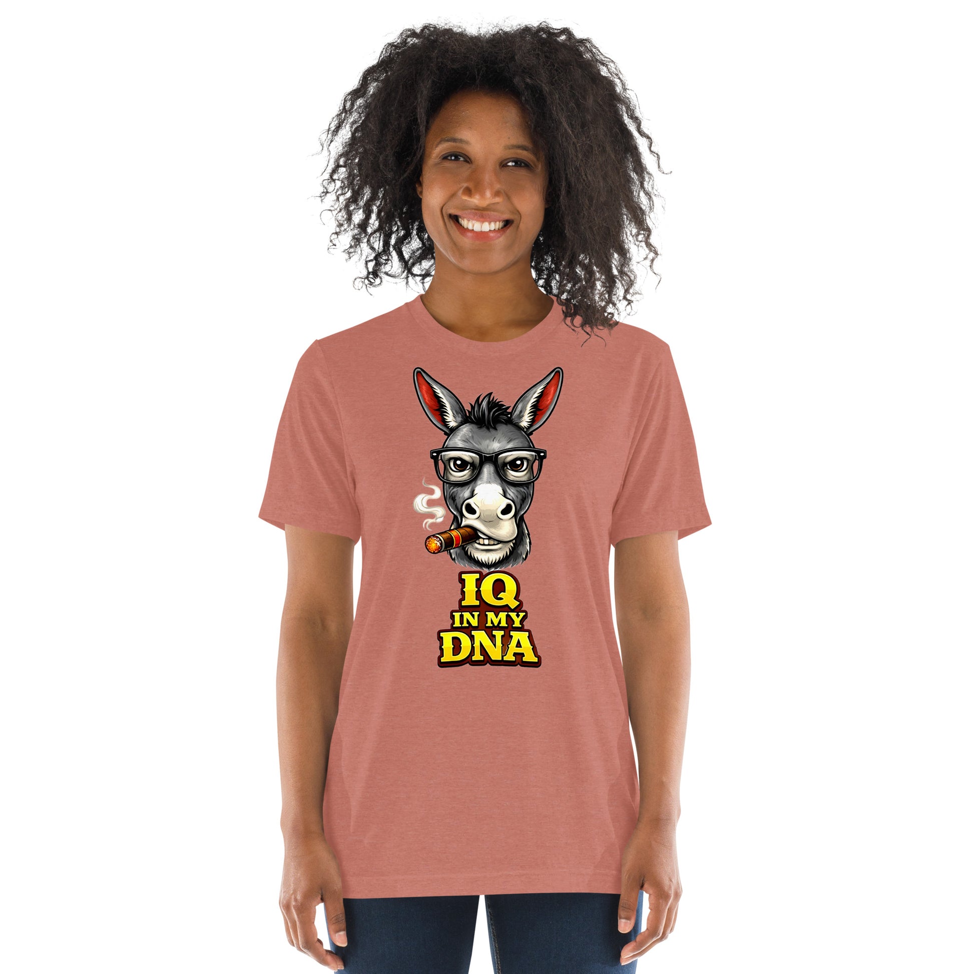 Short sleeve t-shirt - "IQ IN MY DNA" Smart Donkey Graphic Tee – Funny Sarcastic Academic Tri-Blend T-Shirt by printfluence.net