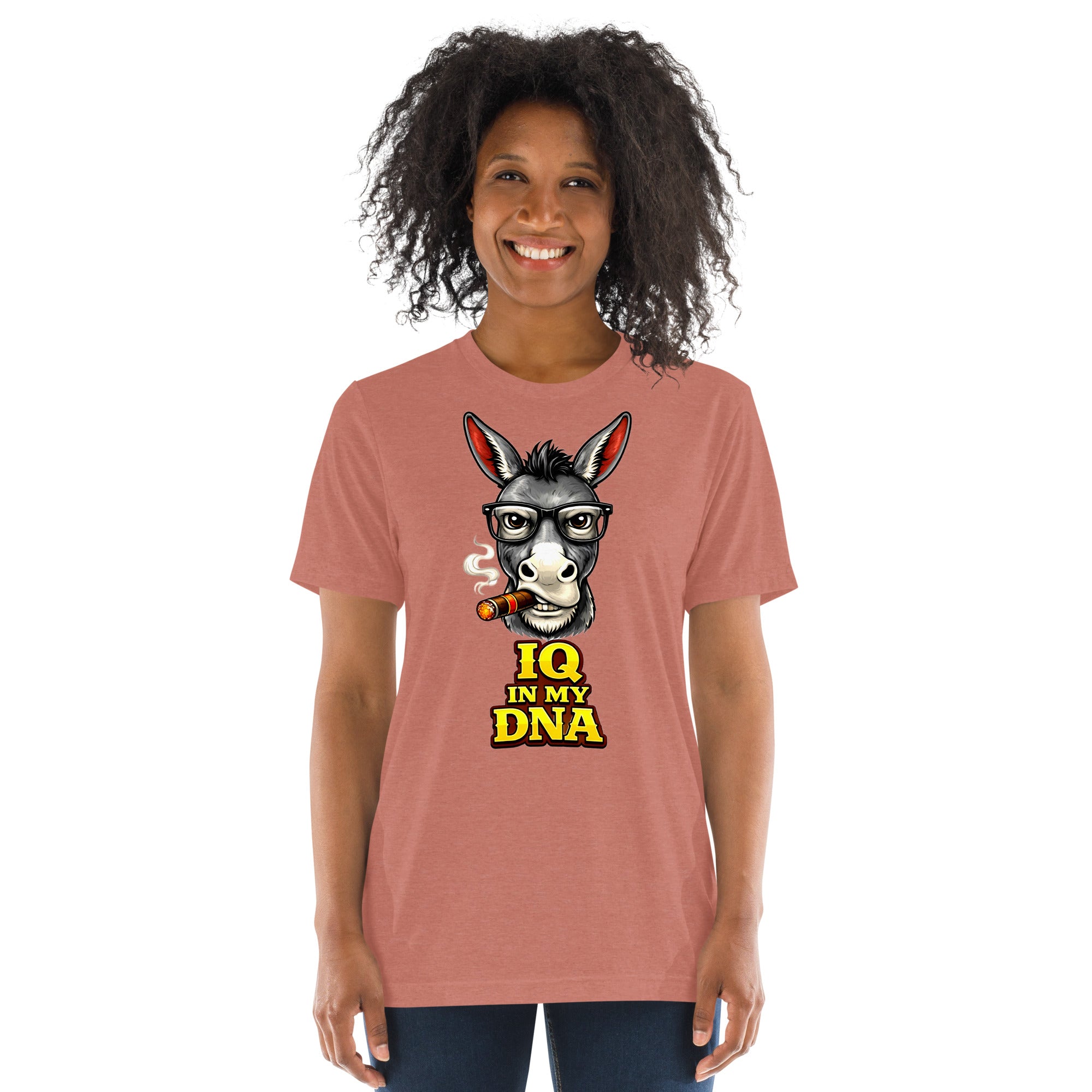 Short sleeve t-shirt - "IQ IN MY DNA" Smart Donkey Graphic Tee – Funny Sarcastic Academic Tri-Blend T-Shirt by printfluence.net