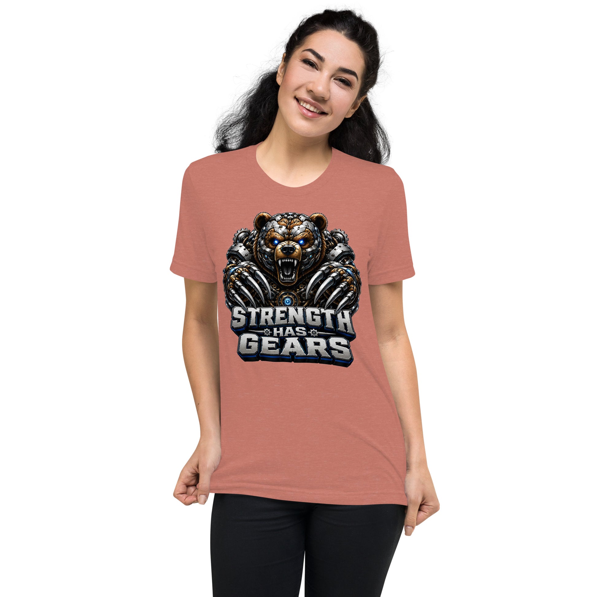 Short sleeve t-shirt - Strength Has Gears - Cybernetic Mecha Bear by printfluence.net