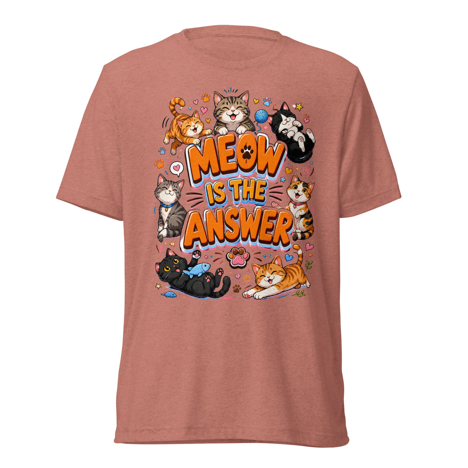 Short sleeve t-shirt - Elite Meow Is The Answer Cat - Premium Luxury Retro Feline Design by printfluence.net