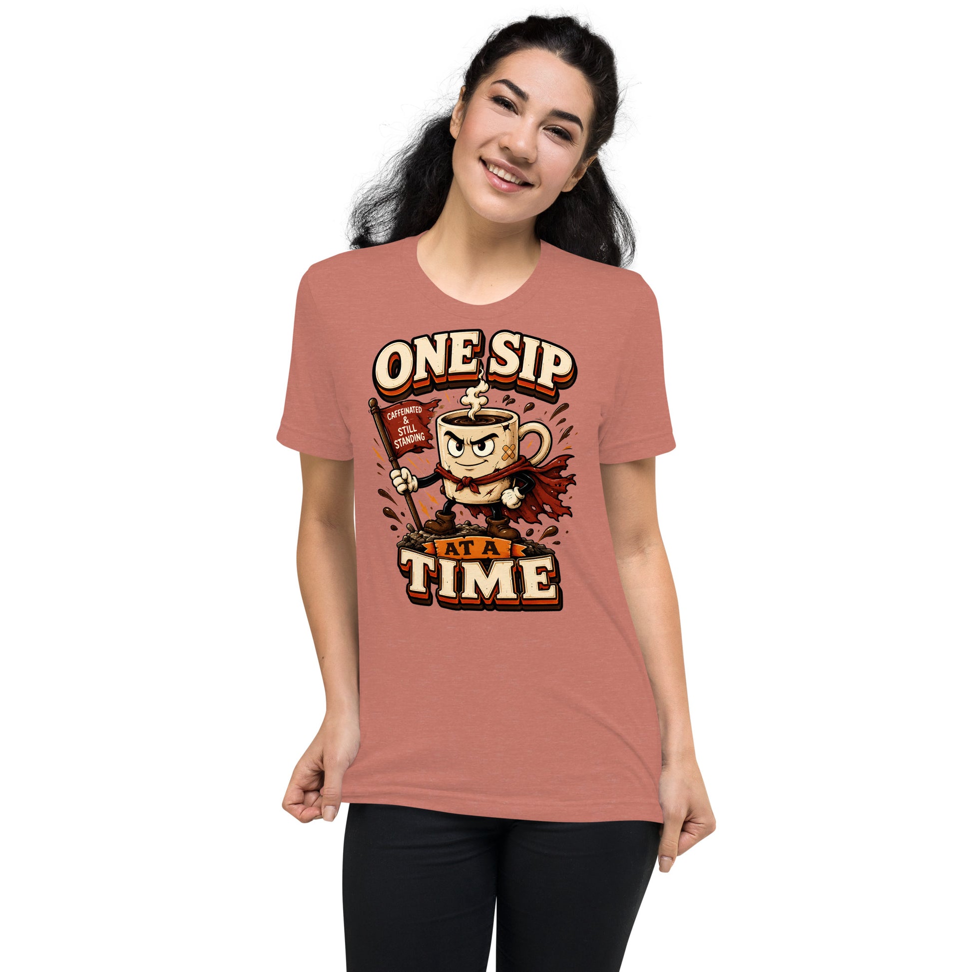 Coffee Lovers Short Sleeve Tee - One Sip At A Time! by printfluence.net