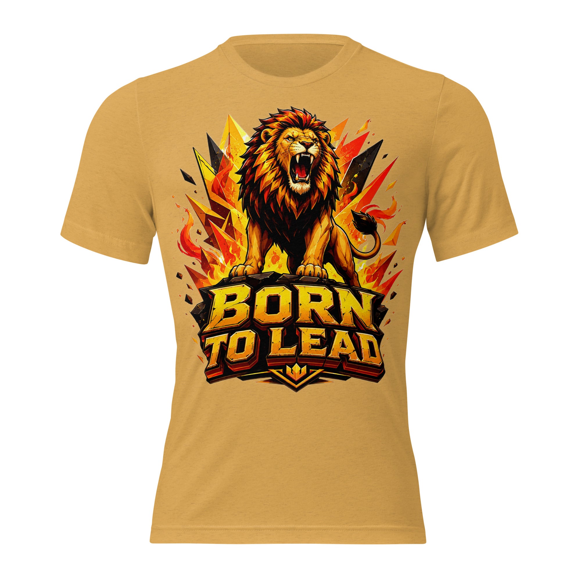 Short sleeve t-shirt - Born To Lead - Raging Crystal Fire Lion by printfluence.net