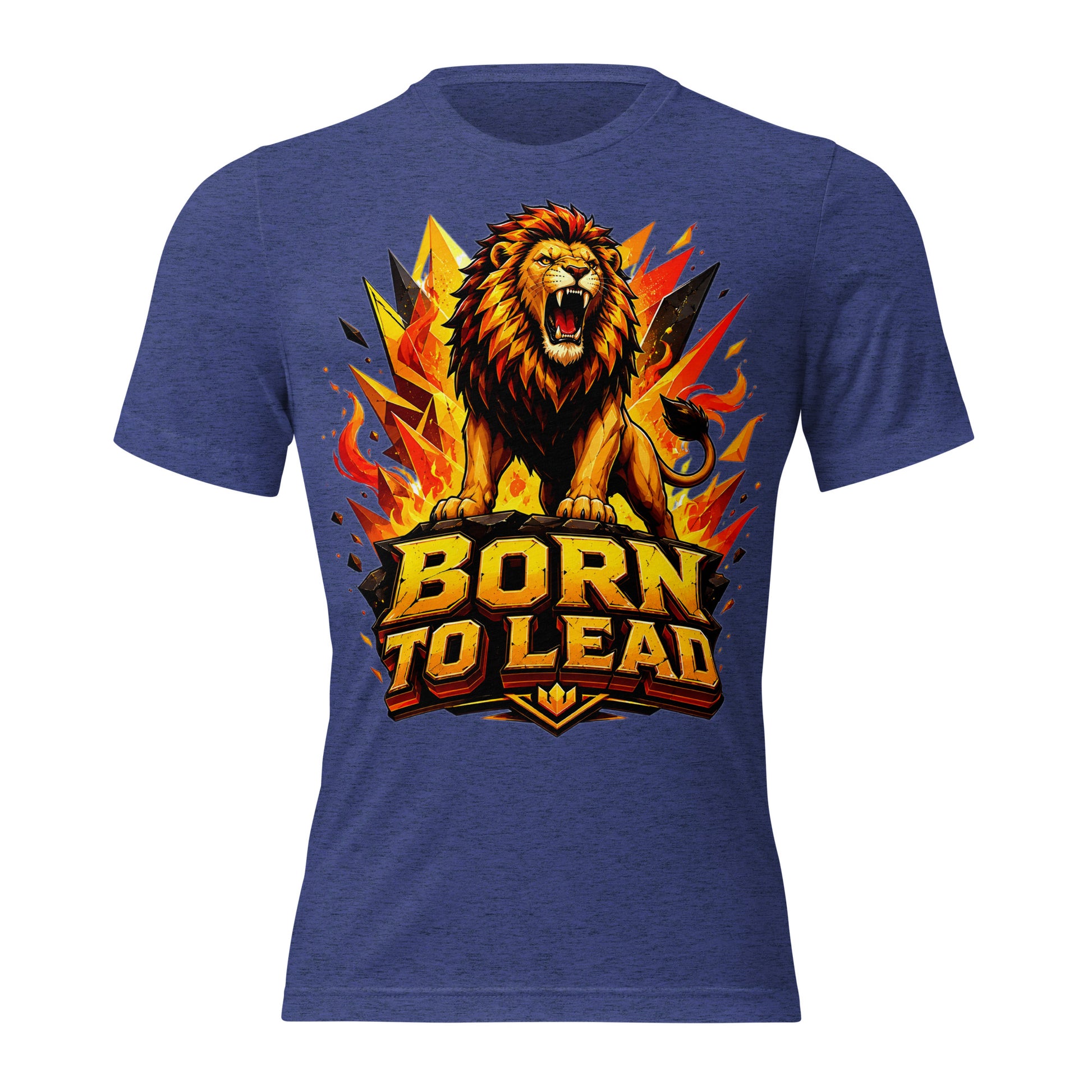 Short sleeve t-shirt - Born To Lead - Raging Crystal Fire Lion by printfluence.net