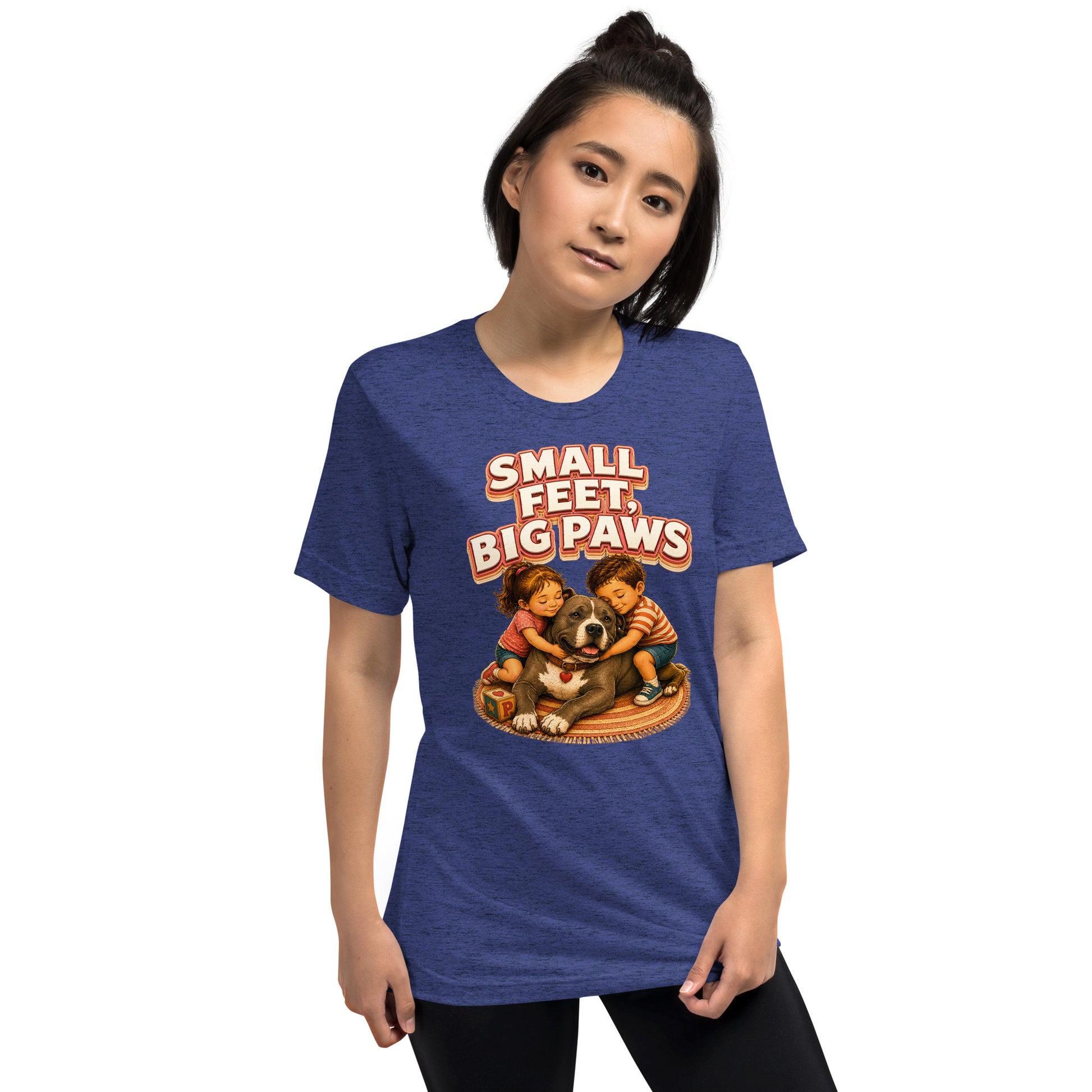 Pitbull Lovers Short Sleeve Tee - Small Feet Big Paws by printfluence.net