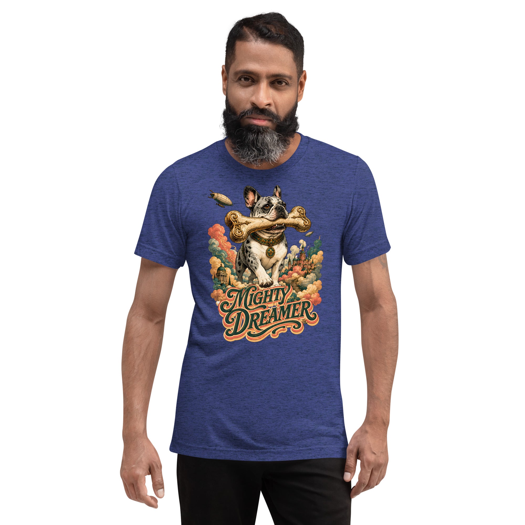 Mighty Dreamer Frenchie Tri-Blend - French Bulldog Lovers Fantasy T-Shirt T-6 by printfluence.net