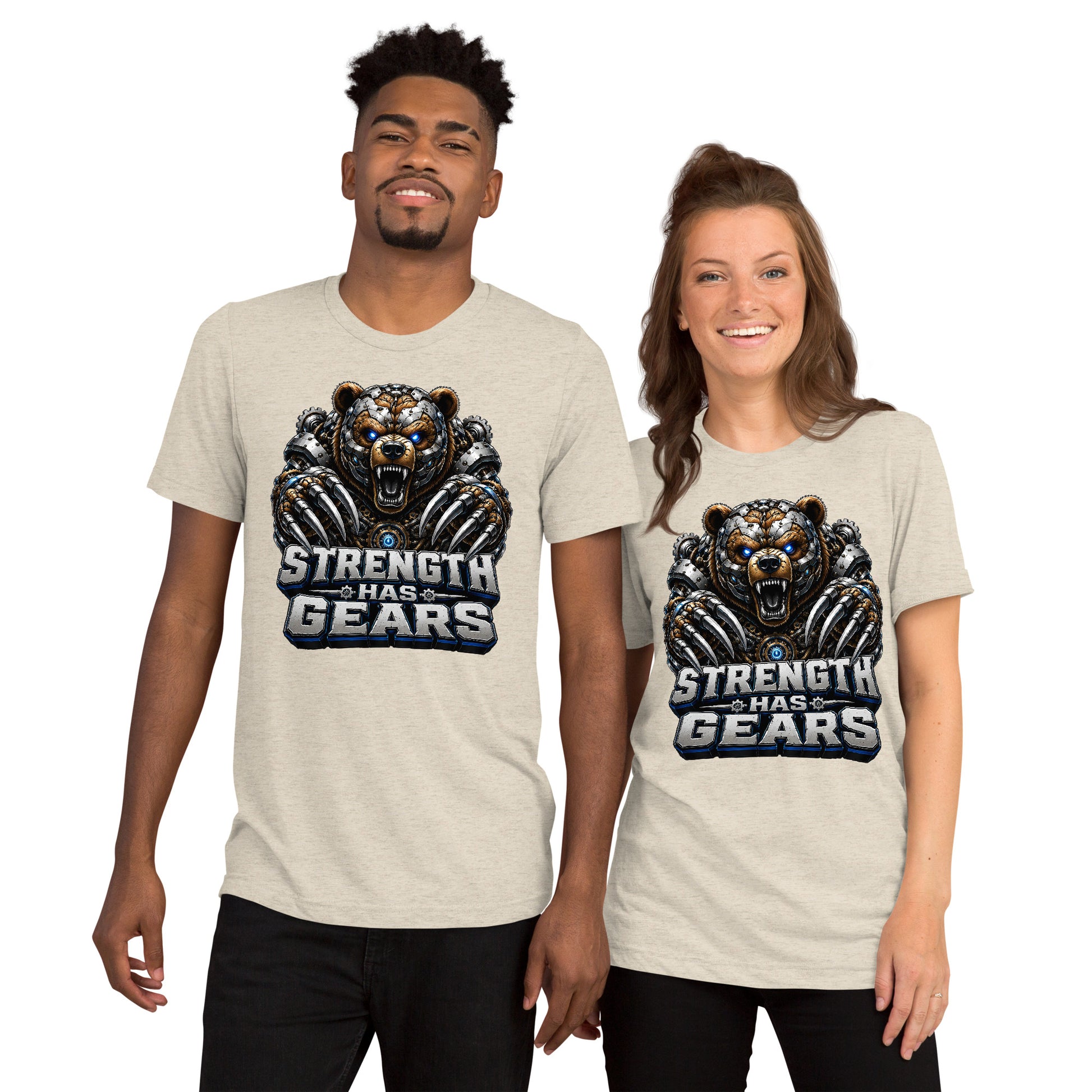 Short sleeve t-shirt - Strength Has Gears - Cybernetic Mecha Bear by printfluence.net