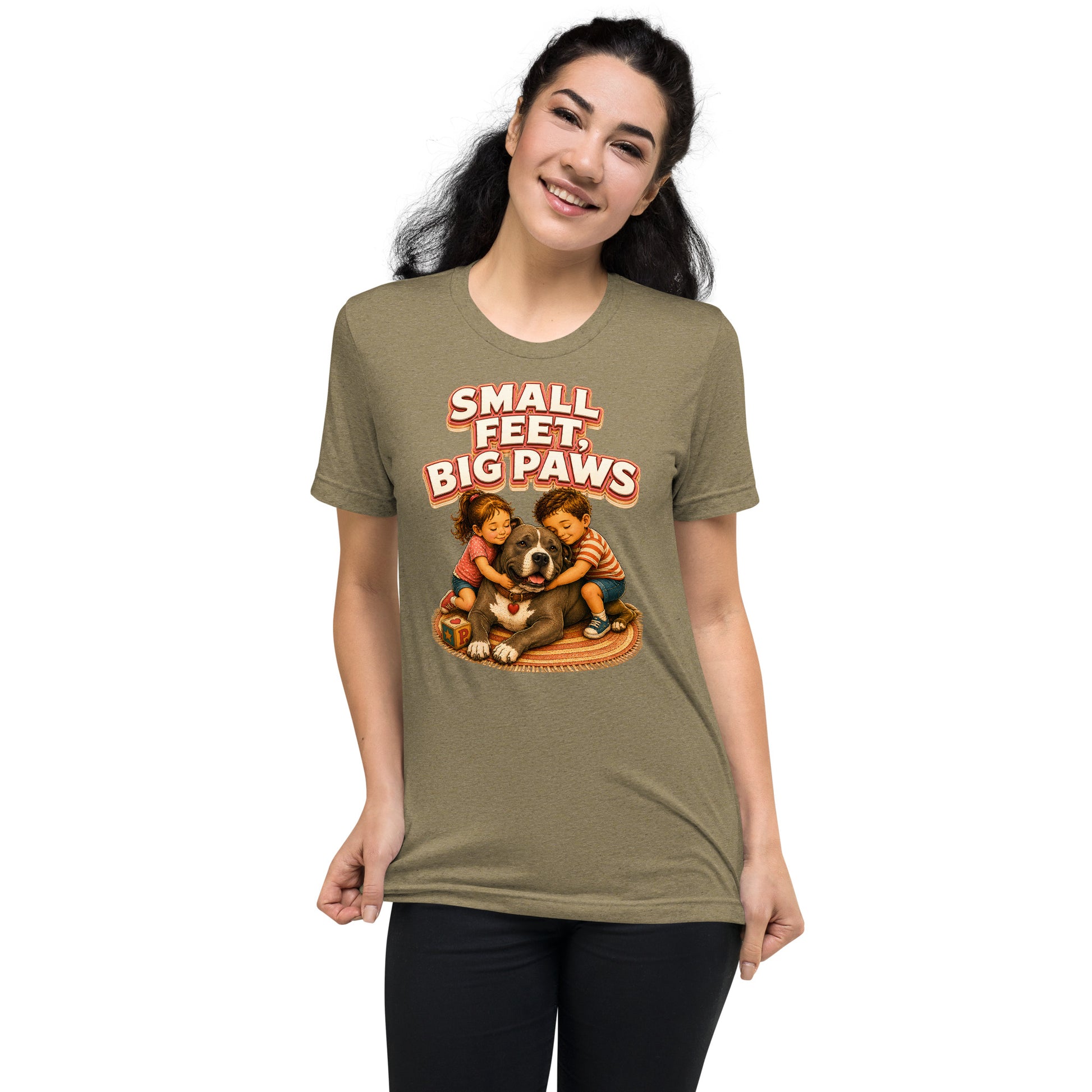 Pitbull Lovers Short Sleeve Tee - Small Feet Big Paws by printfluence.net