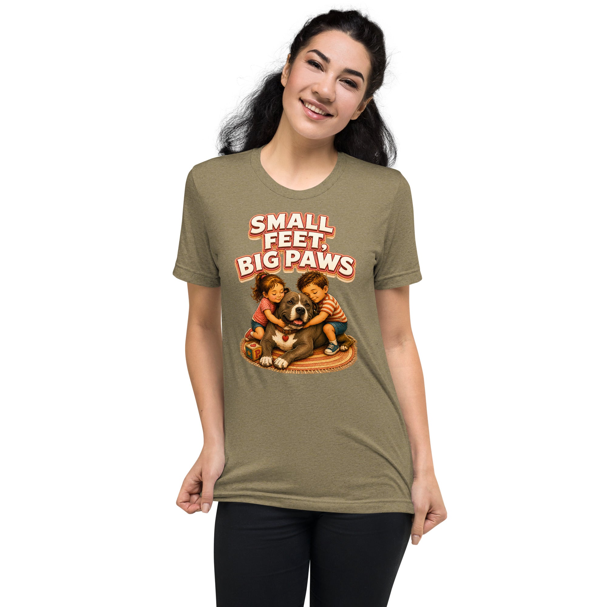 Pitbull Lovers Short Sleeve Tee - Small Feet Big Paws by printfluence.net