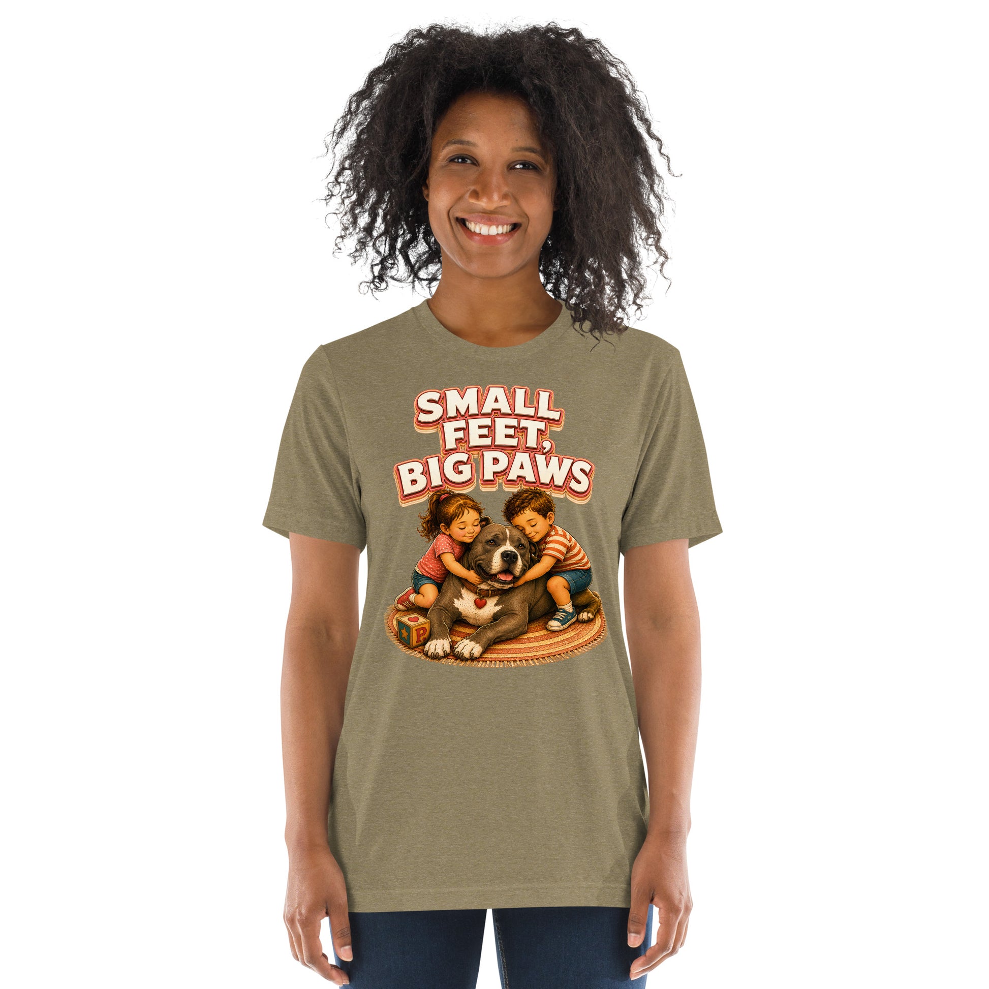 Pitbull Lovers Short Sleeve Tee - Small Feet Big Paws by printfluence.net