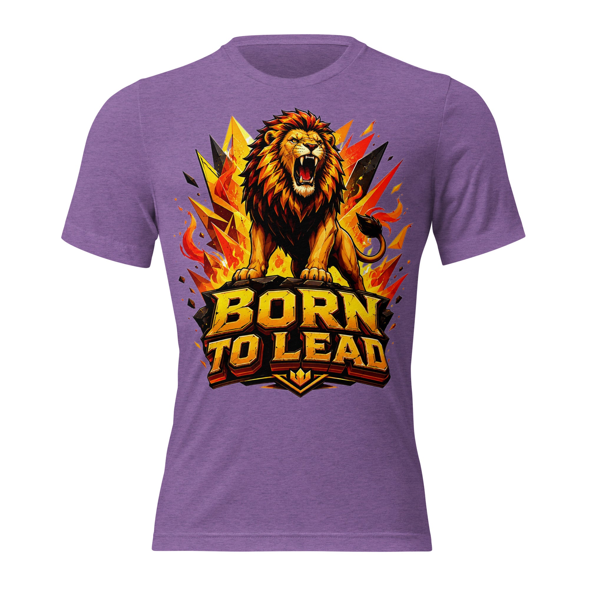 Short sleeve t-shirt - Born To Lead - Raging Crystal Fire Lion by printfluence.net