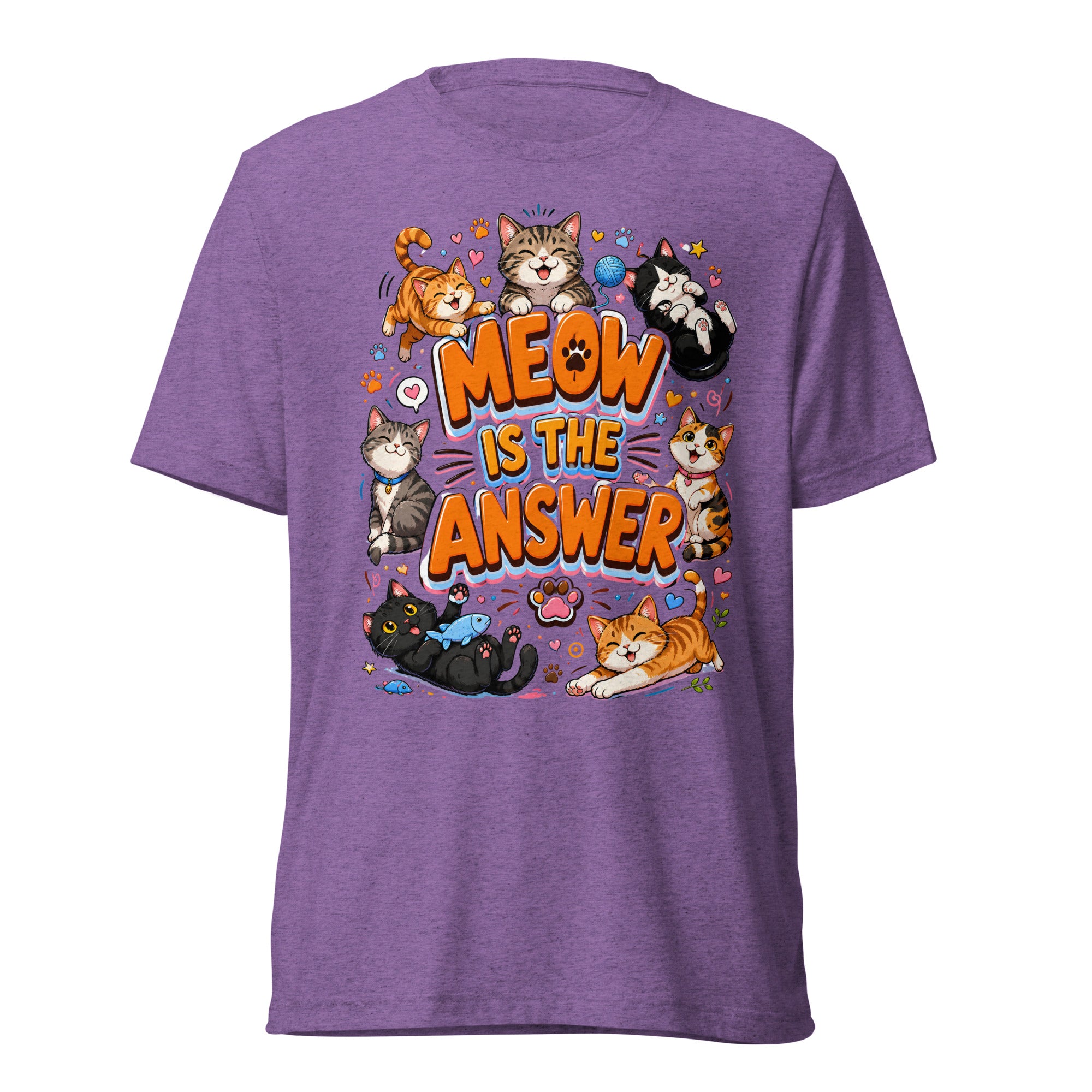 Short sleeve t-shirt - Elite Meow Is The Answer Cat - Premium Luxury Retro Feline Design by printfluence.net