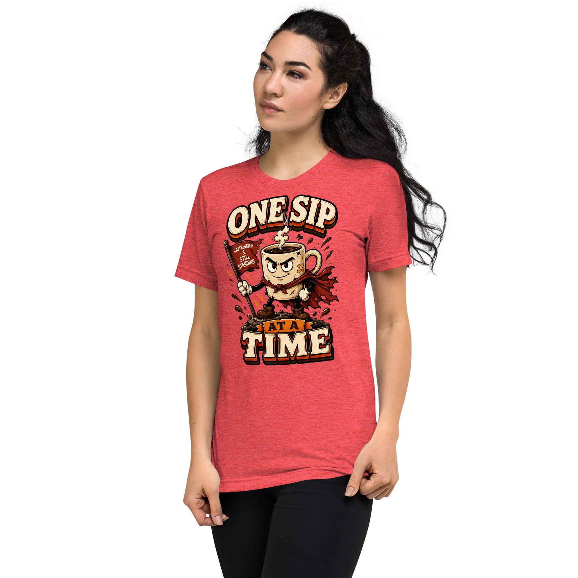 Coffee Lovers Short Sleeve Tee - One Sip At A Time! by printfluence.net
