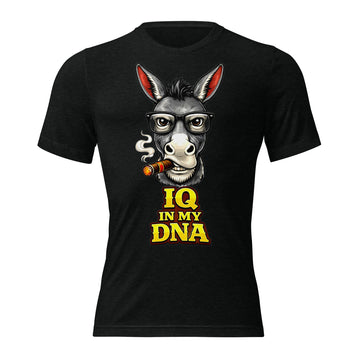 Short sleeve t-shirt - "IQ IN MY DNA" Smart Donkey Graphic Tee – Funny Sarcastic Academic Tri-Blend T-Shirt by printfluence.net