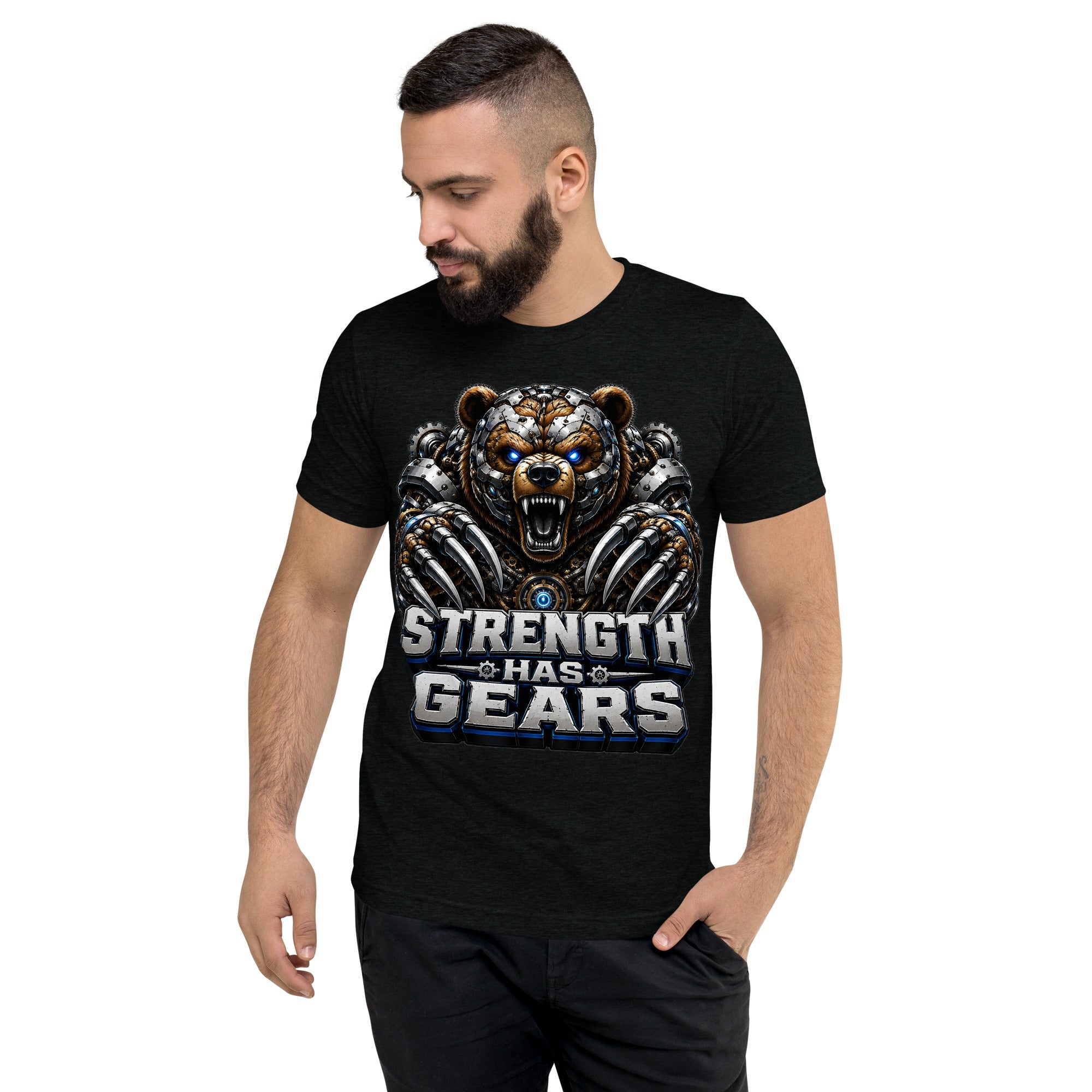 Short sleeve t-shirt - Strength Has Gears - Cybernetic Mecha Bear by printfluence.net