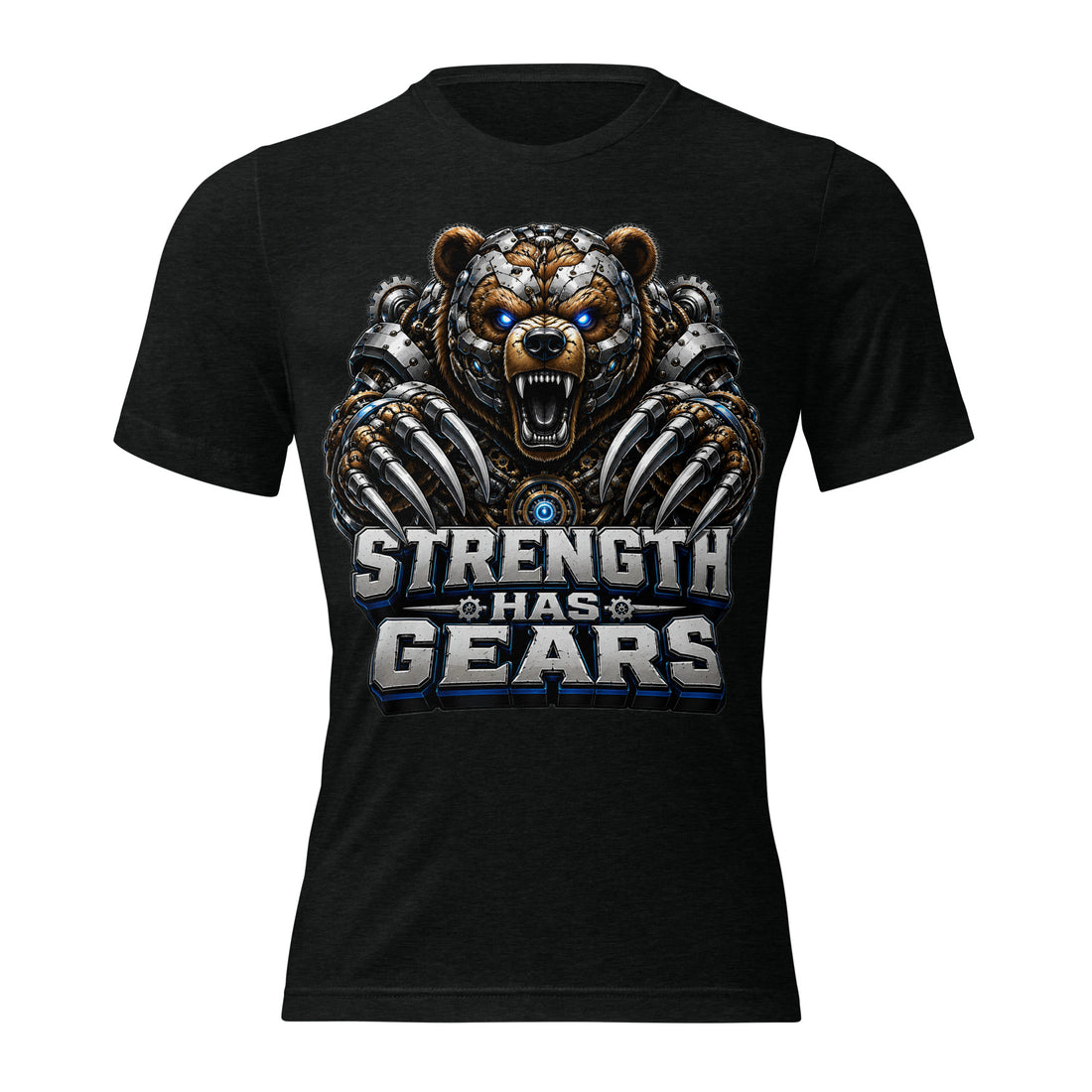 Short sleeve t-shirt - Strength Has Gears - Cybernetic Mecha Bear by printfluence.net