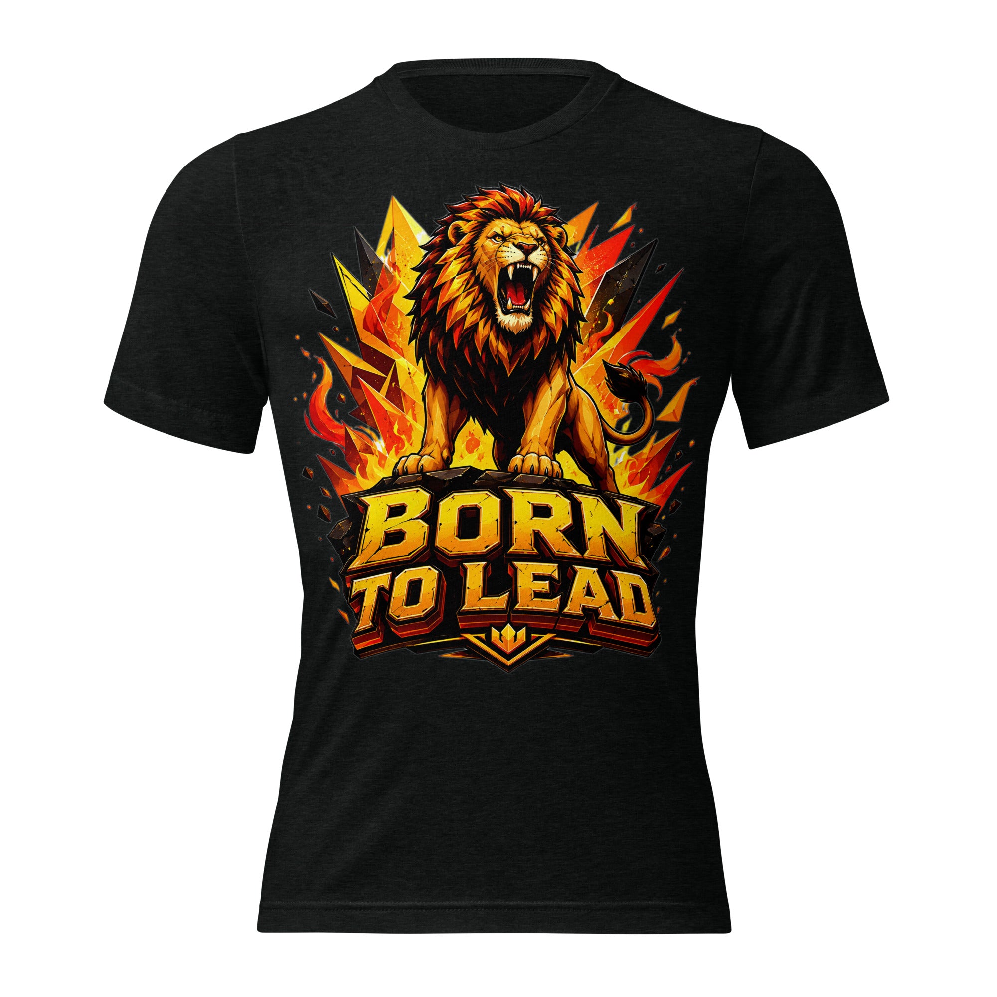 Short sleeve t-shirt - Born To Lead - Raging Crystal Fire Lion by printfluence.net