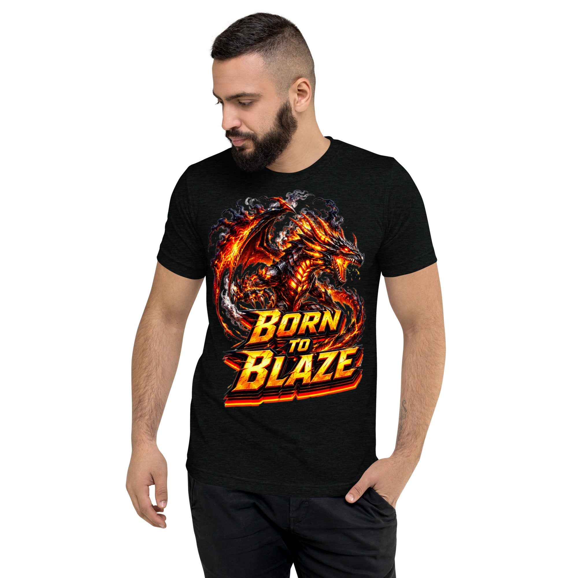 Short sleeve t-shirt - Volcanic Lava Dragon - Born to Blaze Premium Graphic Design by printfluence.net