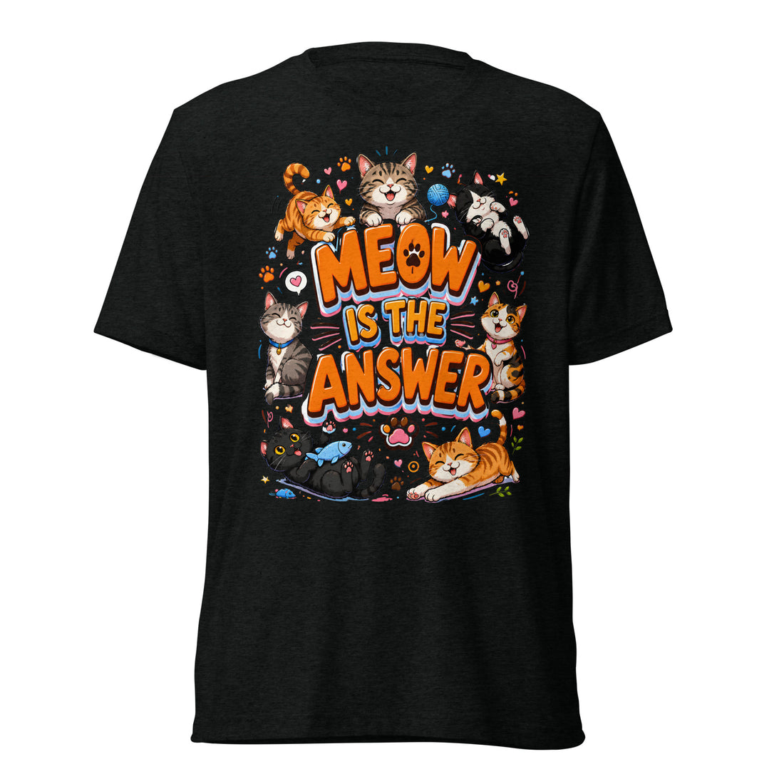 Short sleeve t-shirt - Elite Meow Is The Answer Cat - Premium Luxury Retro Feline Design by printfluence.net