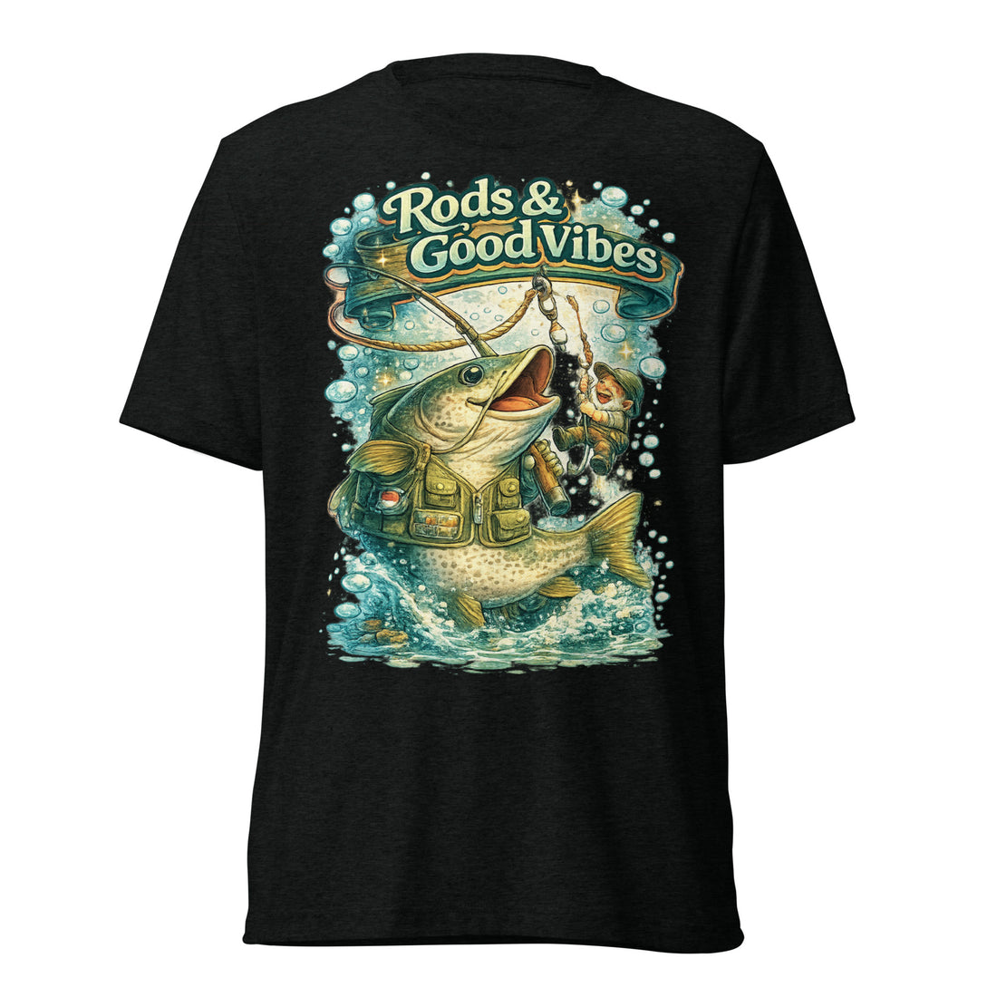 Rods & Good Vibes Fishing T-Shirt | Funny Fishing Lovers Gift by printfluence.net