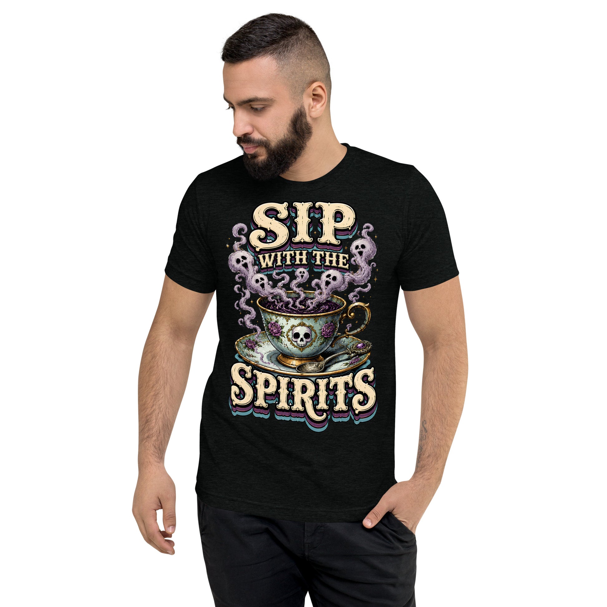 Sip with the Spirits T-Shirt - Gothic Horror & Mystery Tee by printfluence.net
