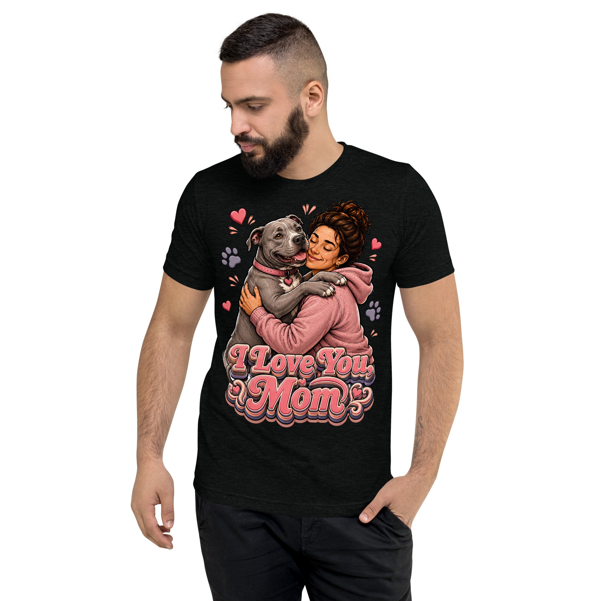 Pit Bull Mom T-Shirt - I Love You Mom Dog Lover Gift by printfluence.net