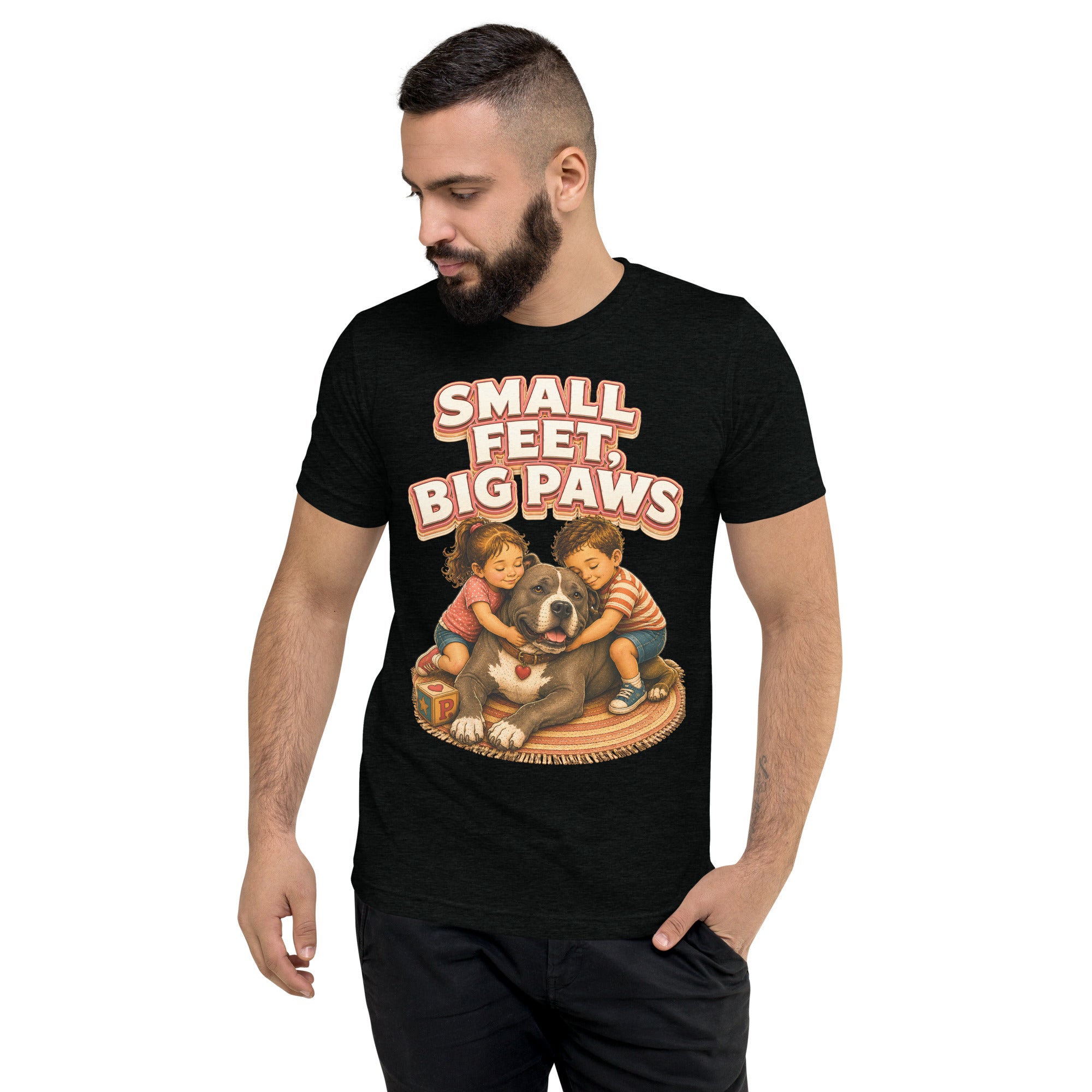 Pitbull Lovers Short Sleeve Tee - Small Feet Big Paws by printfluence.net