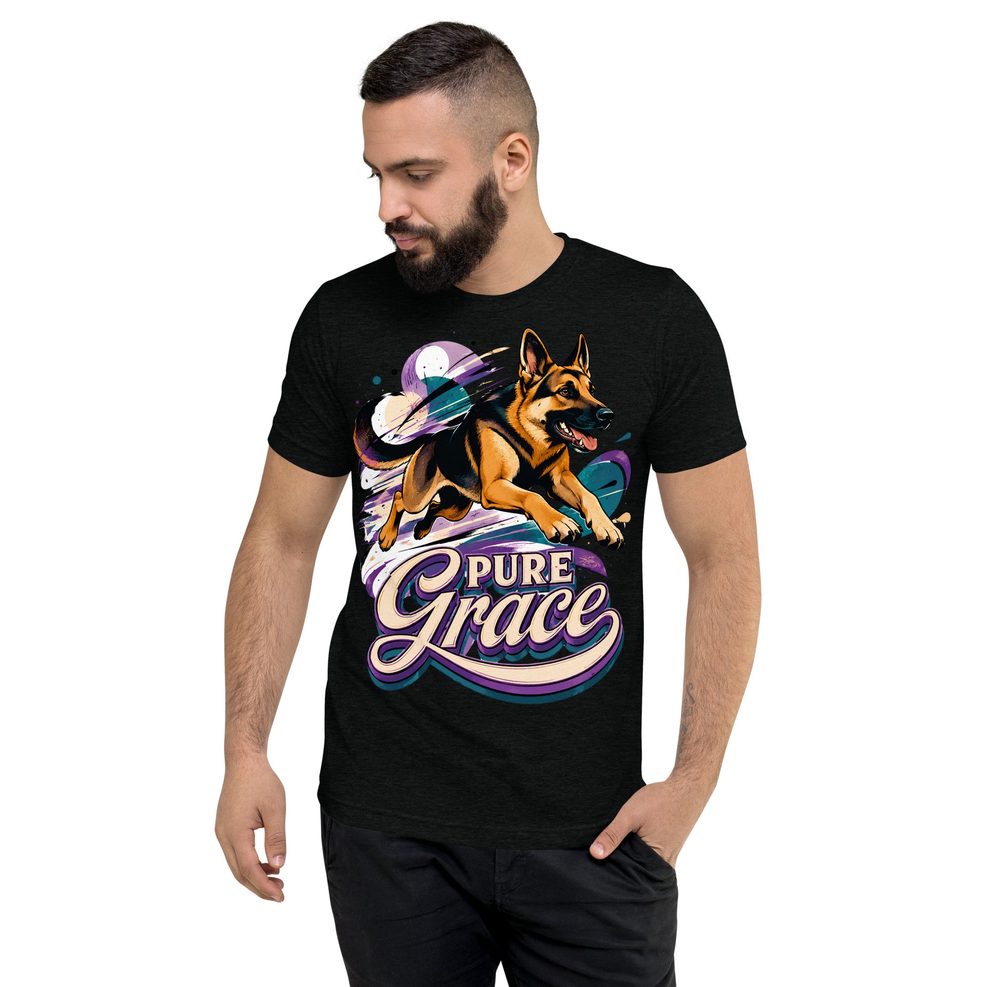 Pure Grace Graphic Tri-Blend T-Shirt | Vintage German Shepherd Unisex Tee T-6 by printfluence.net