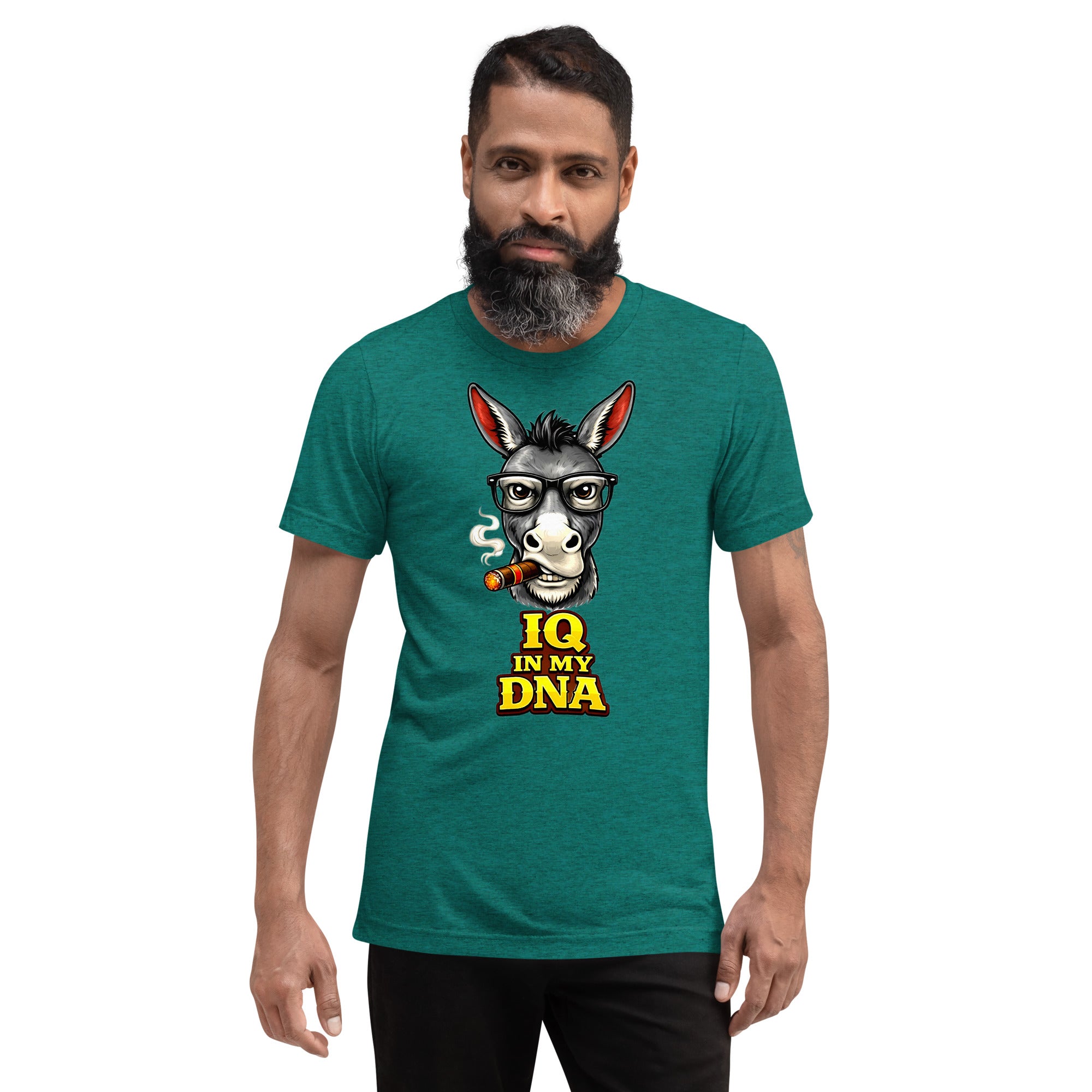 Short sleeve t-shirt - "IQ IN MY DNA" Smart Donkey Graphic Tee – Funny Sarcastic Academic Tri-Blend T-Shirt by printfluence.net