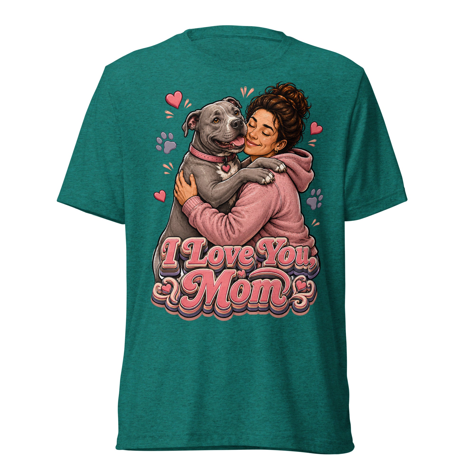 Pit Bull Mom T-Shirt - I Love You Mom Dog Lover Gift by printfluence.net