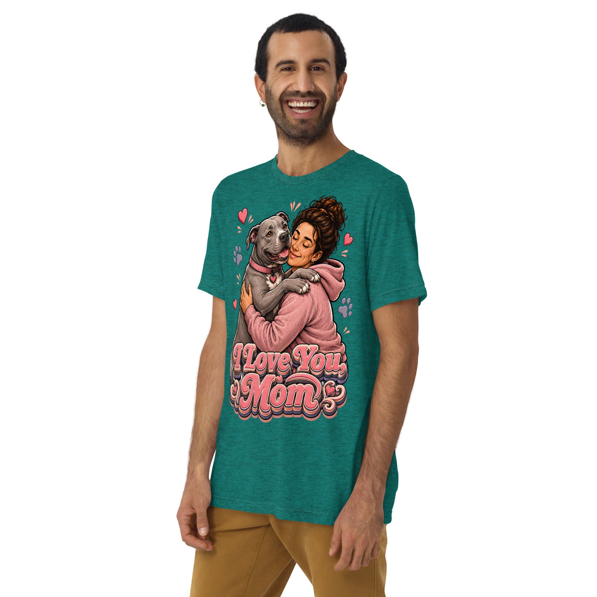 Pit Bull Mom T-Shirt - I Love You Mom Dog Lover Gift by printfluence.net