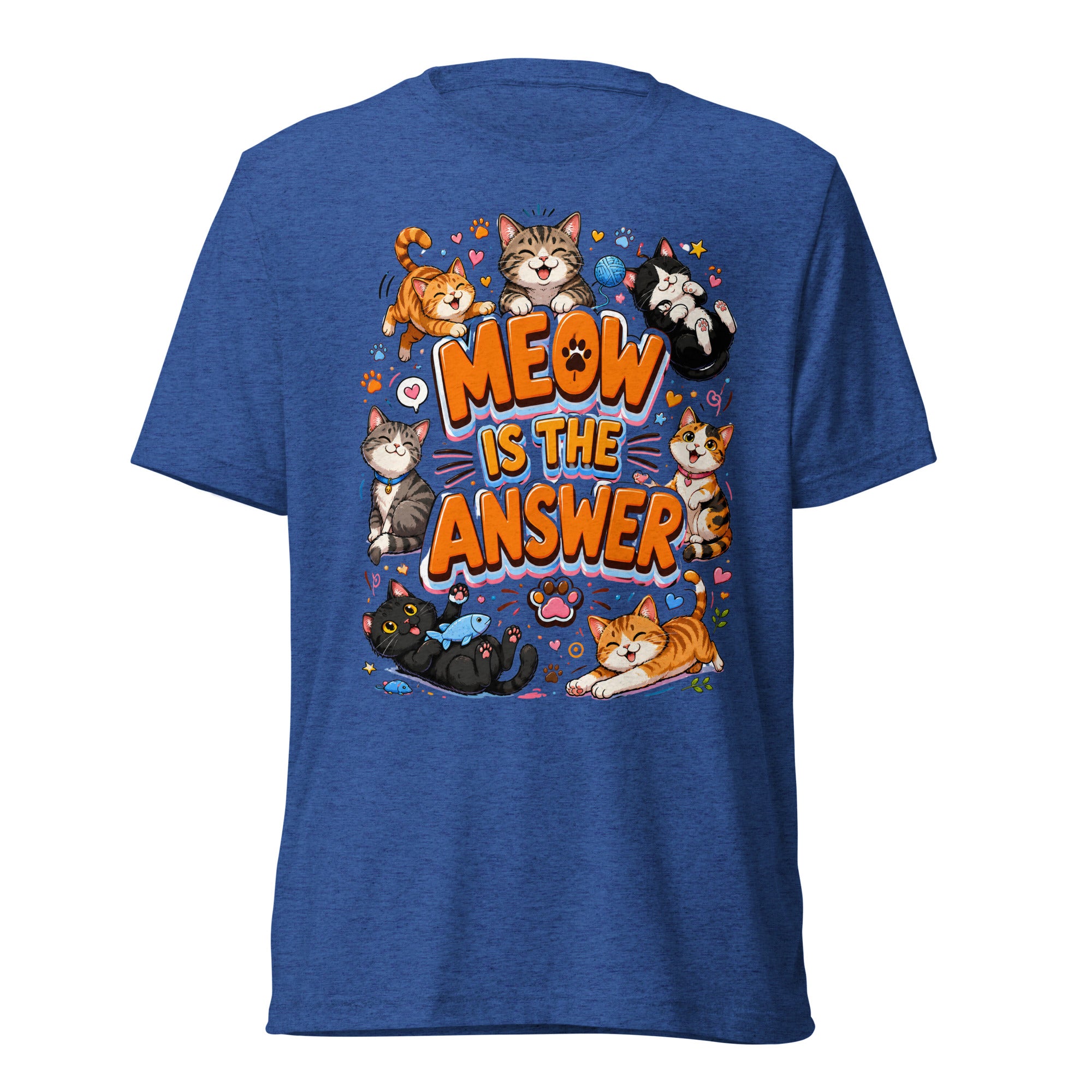 Short sleeve t-shirt - Elite Meow Is The Answer Cat - Premium Luxury Retro Feline Design by printfluence.net