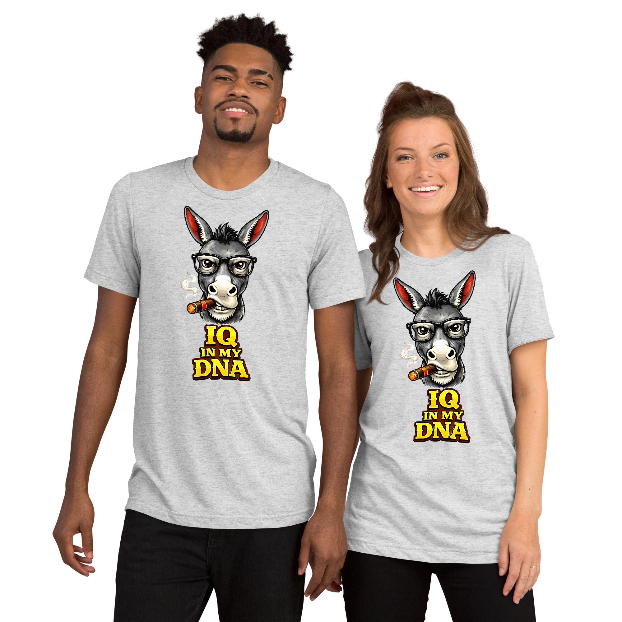 Short sleeve t-shirt - "IQ IN MY DNA" Smart Donkey Graphic Tee – Funny Sarcastic Academic Tri-Blend T-Shirt by printfluence.net