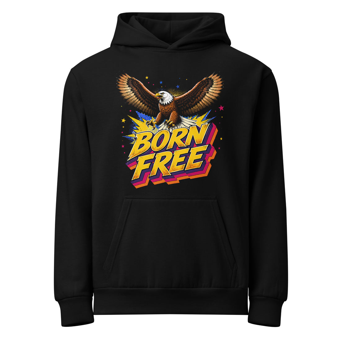 Eagle Lovers Born Free Pop Art Urban Hoodie Oversized Fit Heavyweight Fleece by printfluence.net